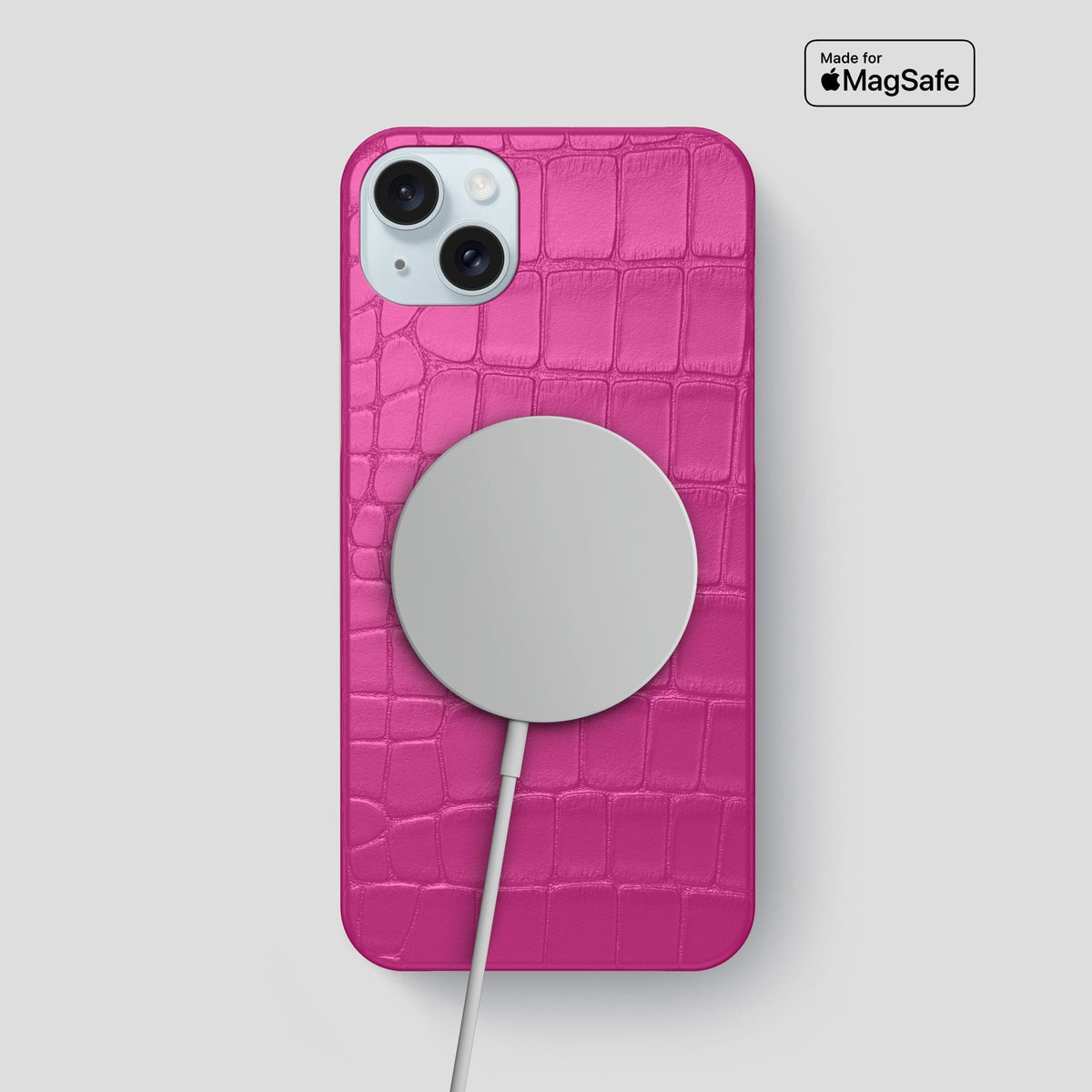Fuchsia iPhone 15 Plus Slim Case Alligator -5 | Fuchsia