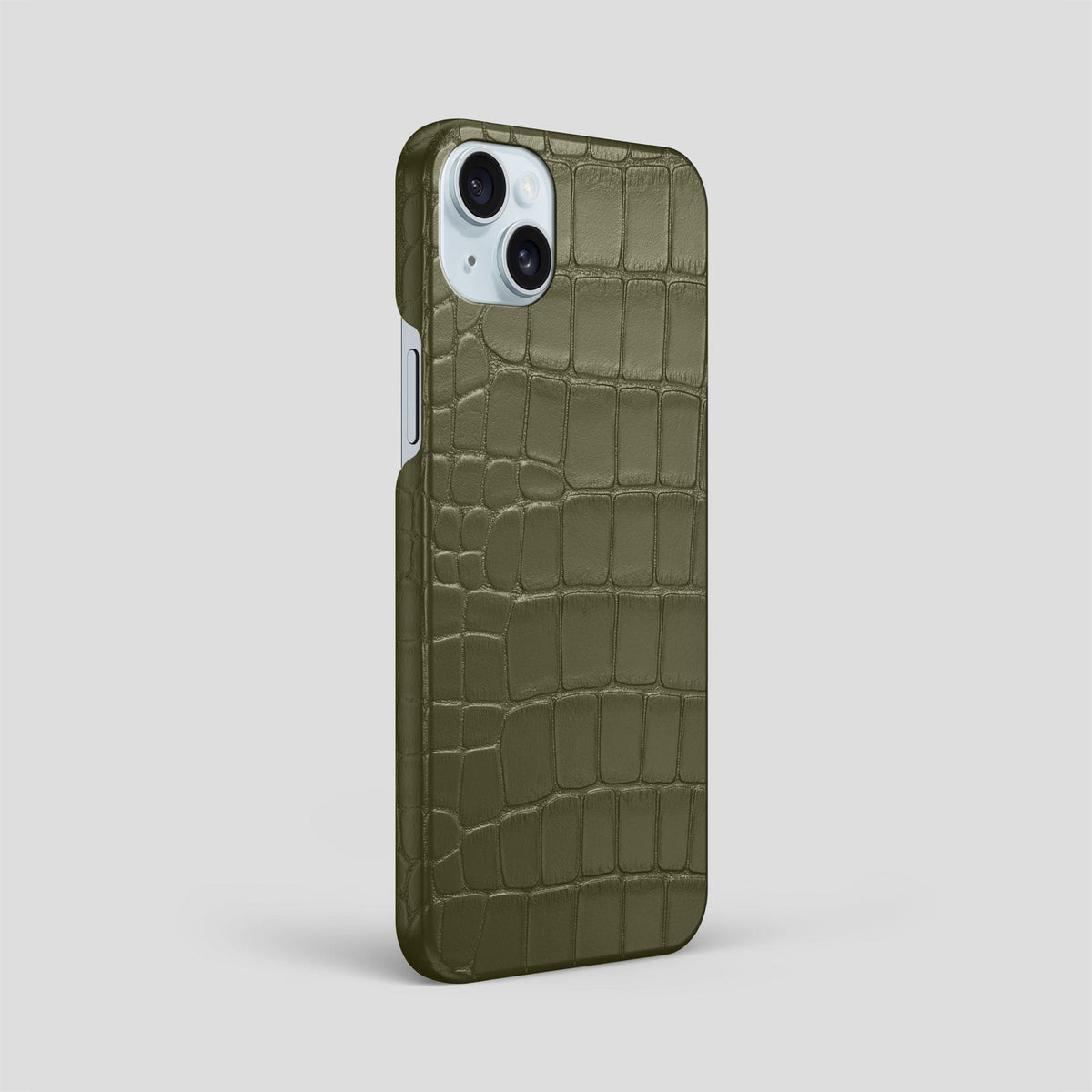 Kaki-Green iPhone 15 Plus Slim Case Alligator -2 | Kaki-Green