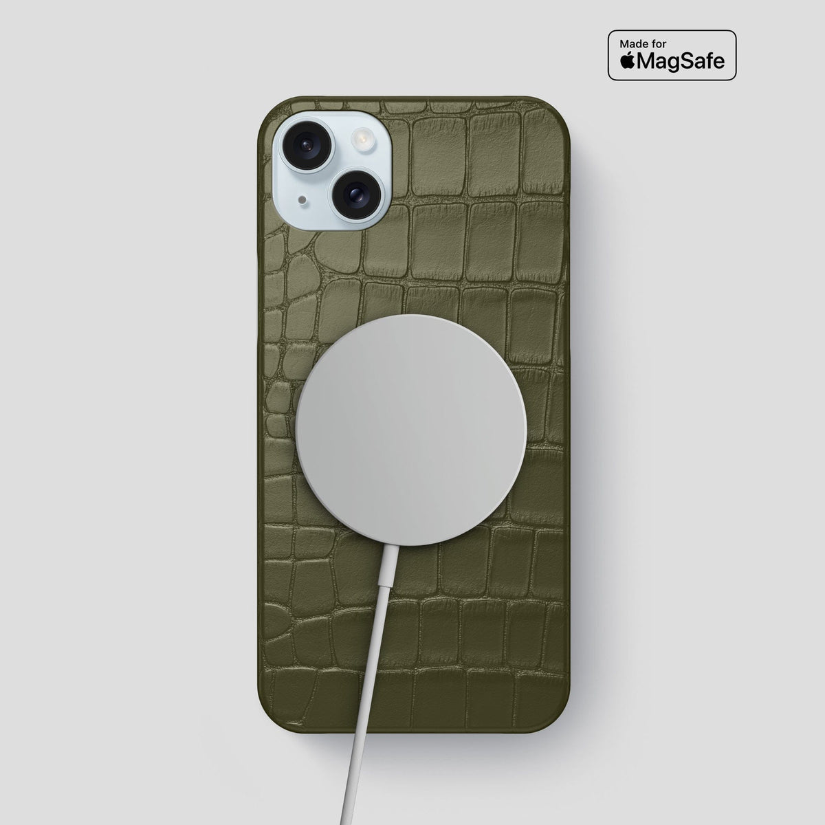 Kaki-Green iPhone 15 Plus Slim Case Alligator -5 | Kaki-Green