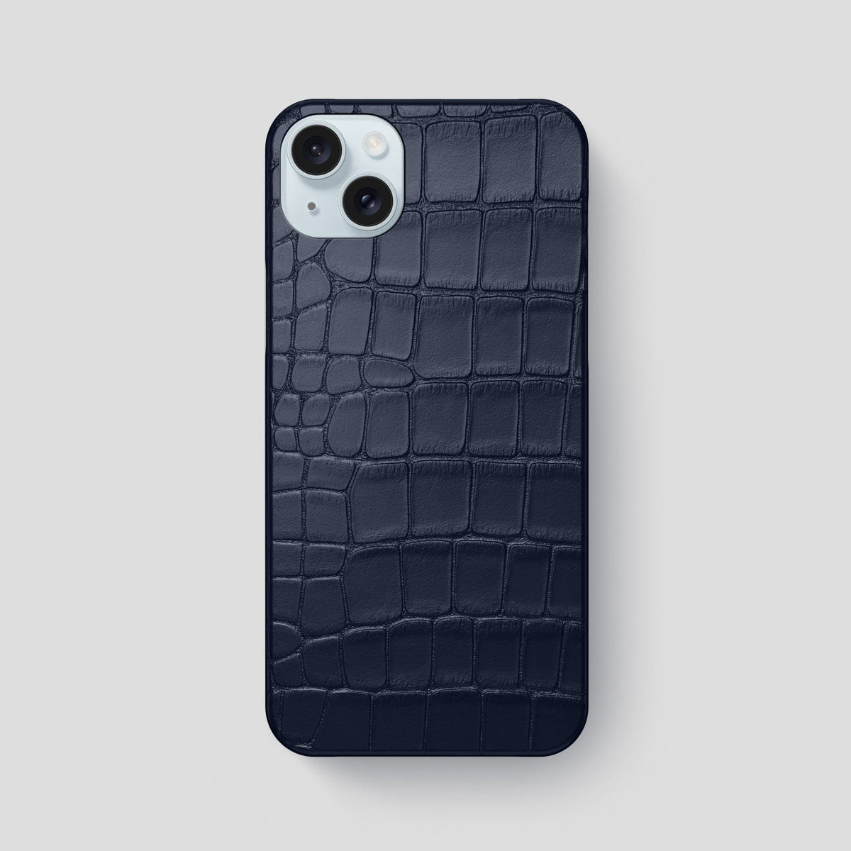 Navy Blue iPhone 15 Plus Slim Case Alligator -1 | Navy-Blue