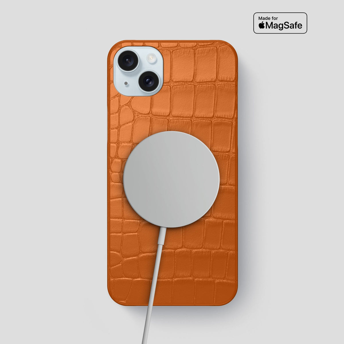 Orange iPhone 15 Plus Slim Case Alligator -5 | Orange