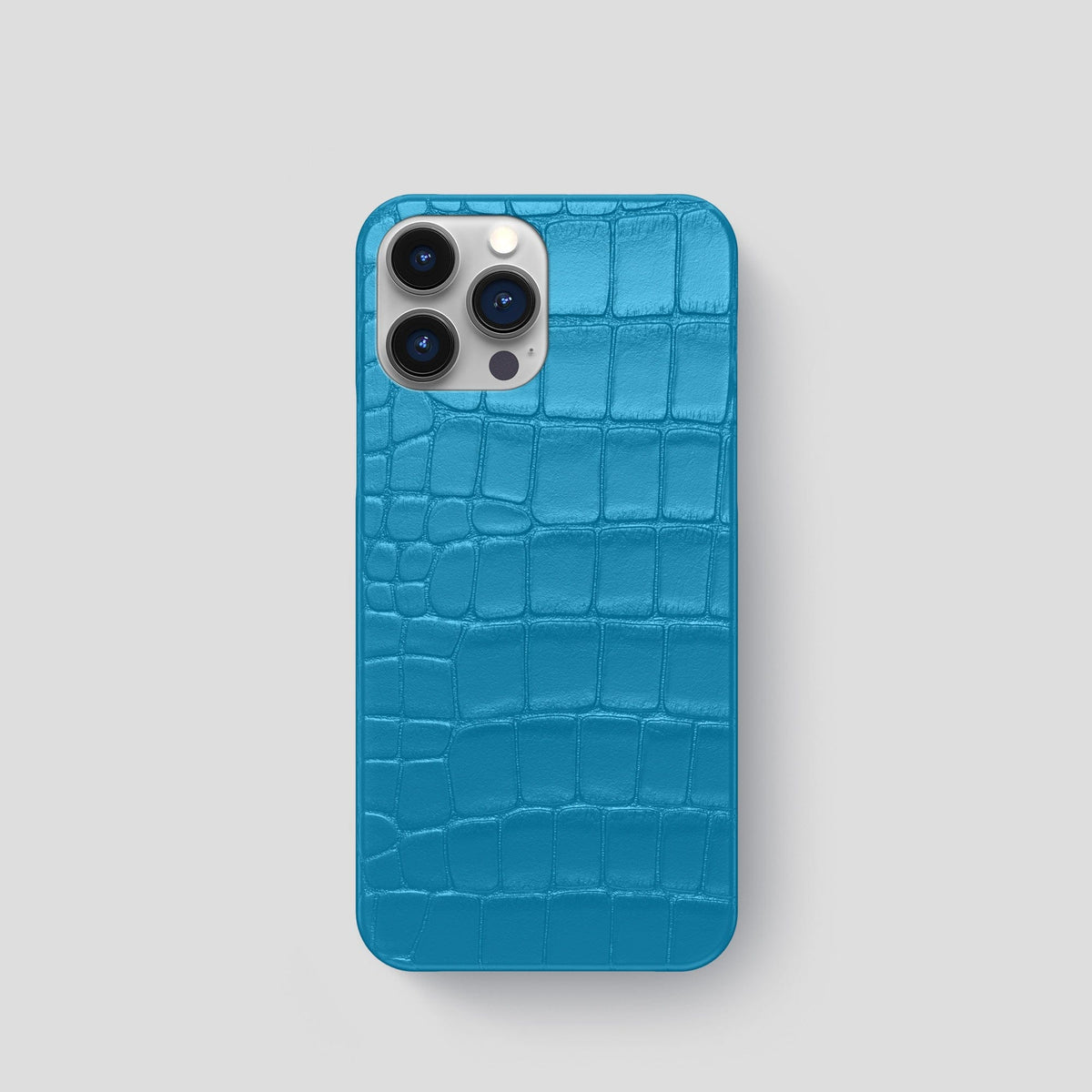 Curaçao-Blue iPhone 15 Pro Slim Case Alligator -1 | Curaçao-Blue