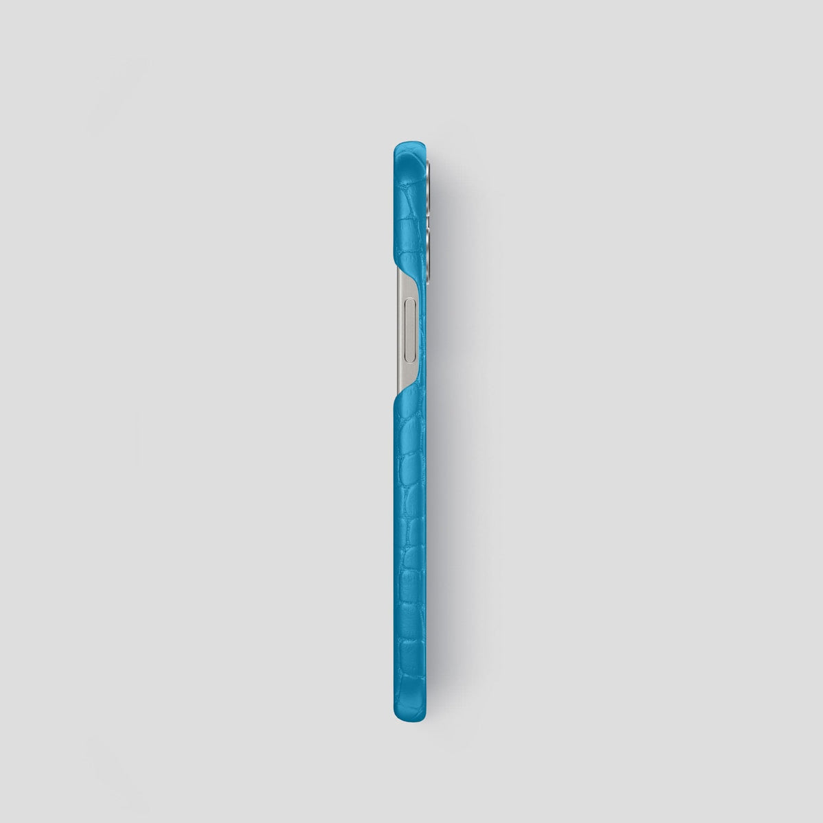 Curaçao-Blue iPhone 15 Pro Slim Case Alligator -3 | Curaçao-Blue