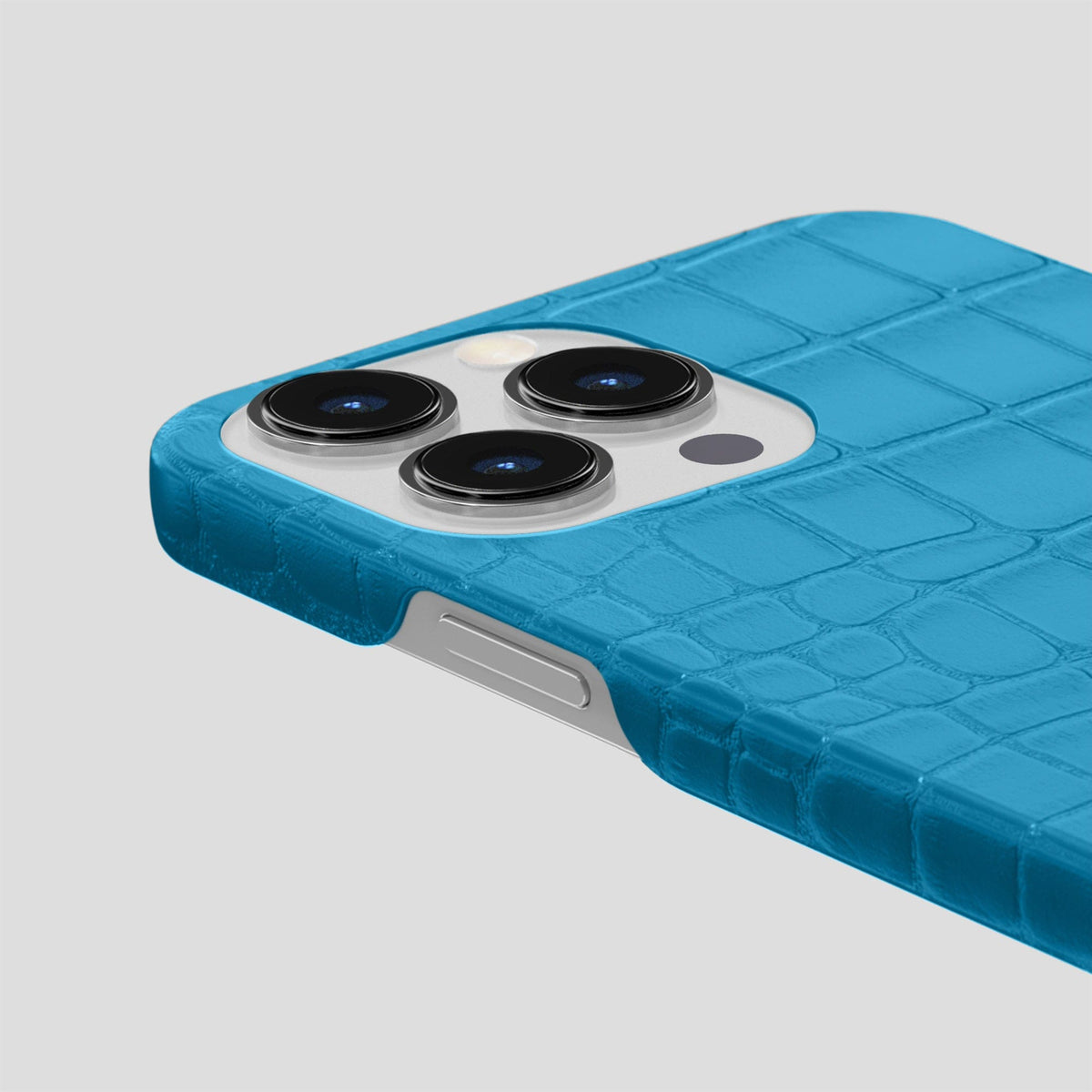 Curaçao-Blue iPhone 15 Pro Slim Case Alligator -6 | Curaçao-Blue