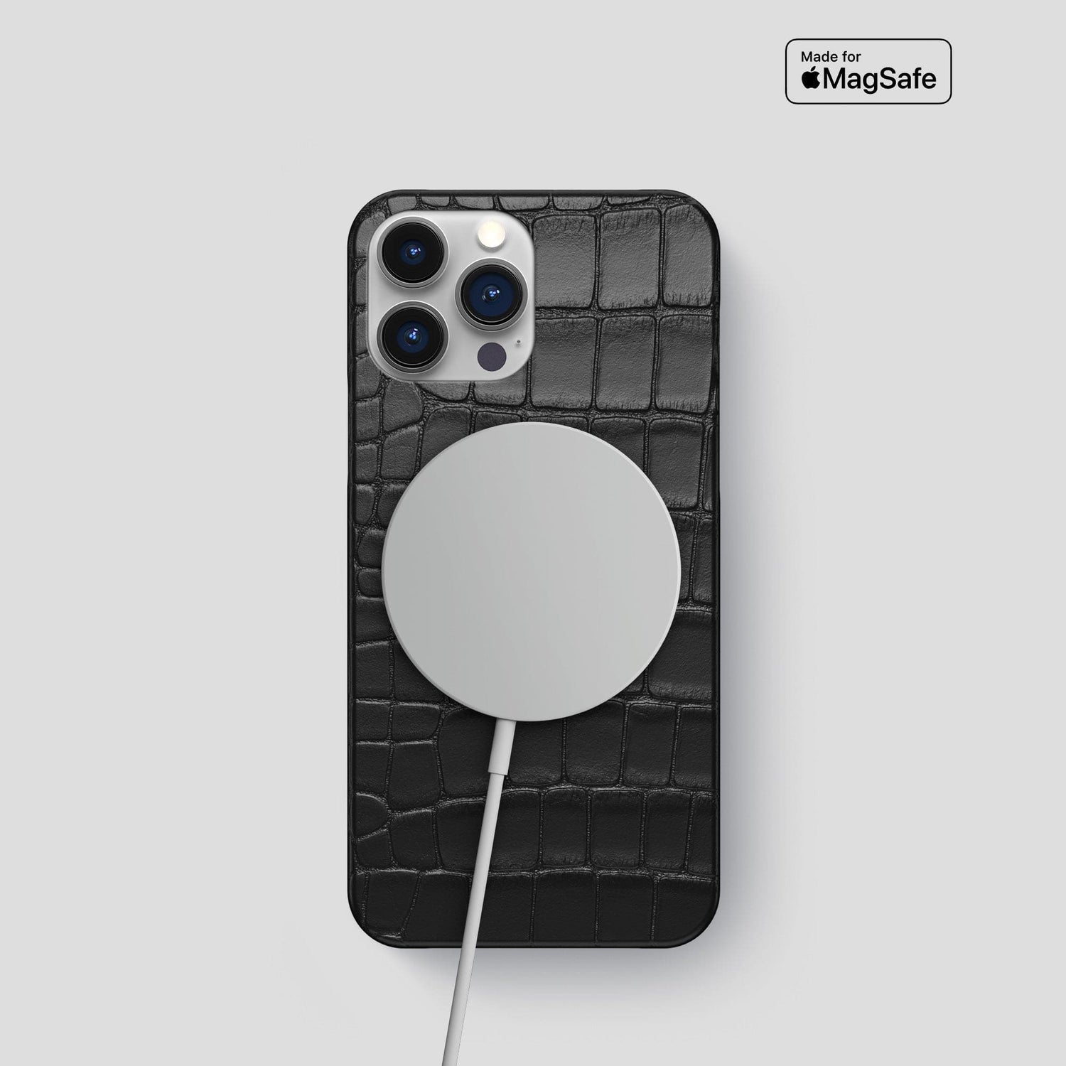 Black iPhone 15 Pro Slim Case Alligator -5 | Black