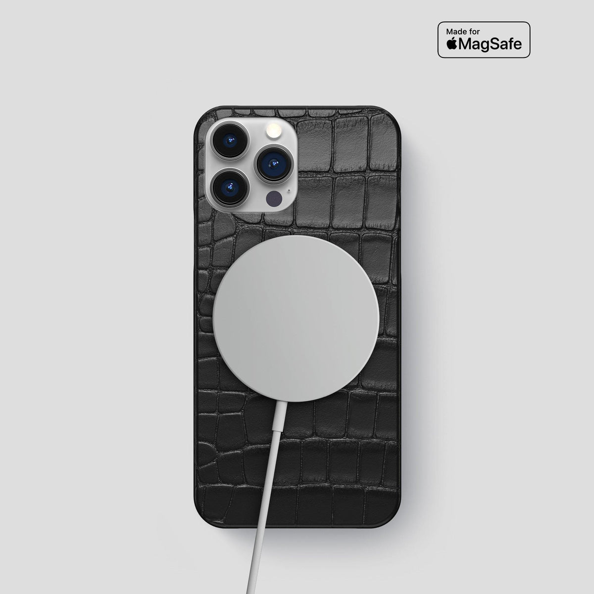 Black iPhone 15 Pro Slim Case Alligator -5 | Black