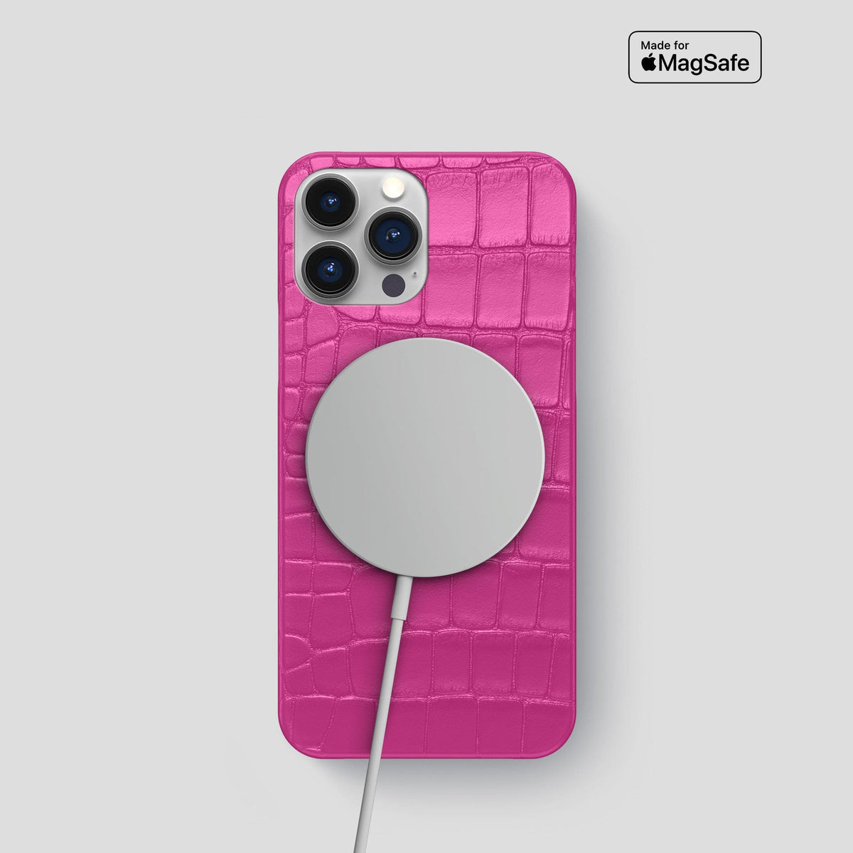 Fuchsia iPhone 15 Pro Slim Case Alligator -5 | Fuchsia