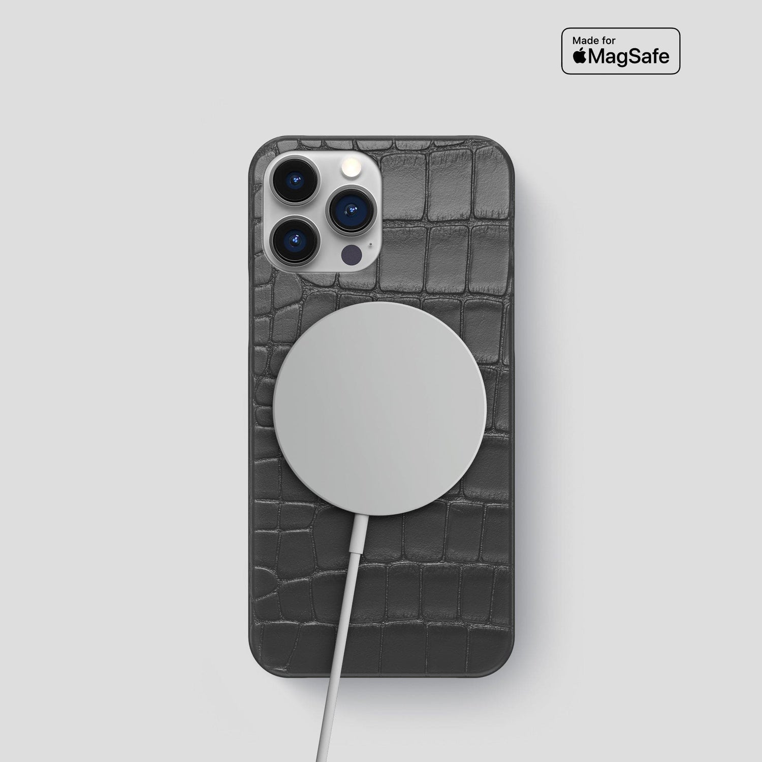 Grey iPhone 15 Pro Slim Case Alligator -5 | Grey