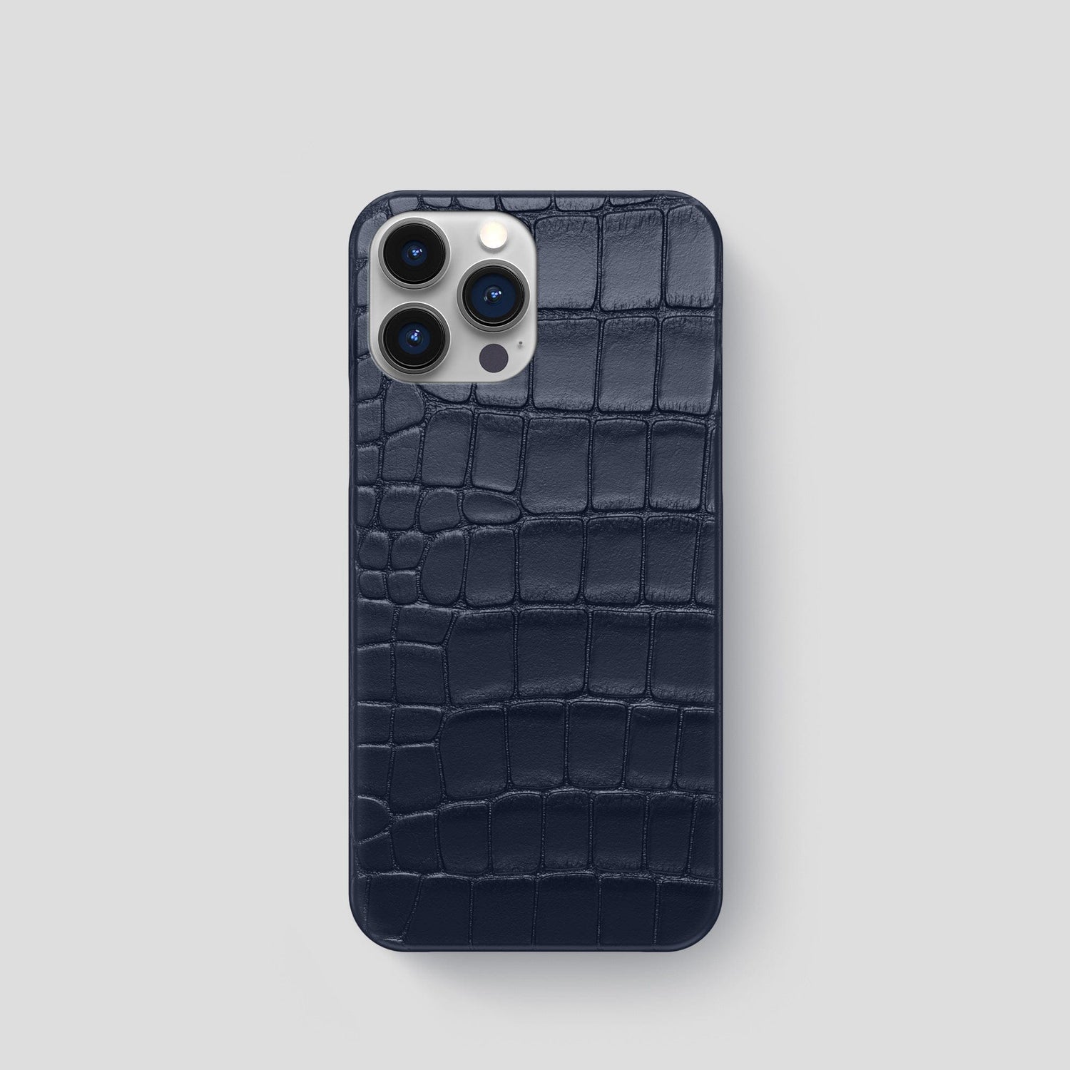 Navy Blue iPhone 15 Pro Slim Case Alligator -1 | Navy-Blue