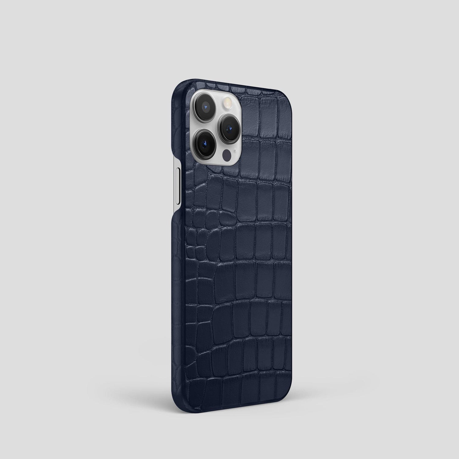 Navy Blue iPhone 15 Pro Slim Case Alligator -2 | Navy-Blue