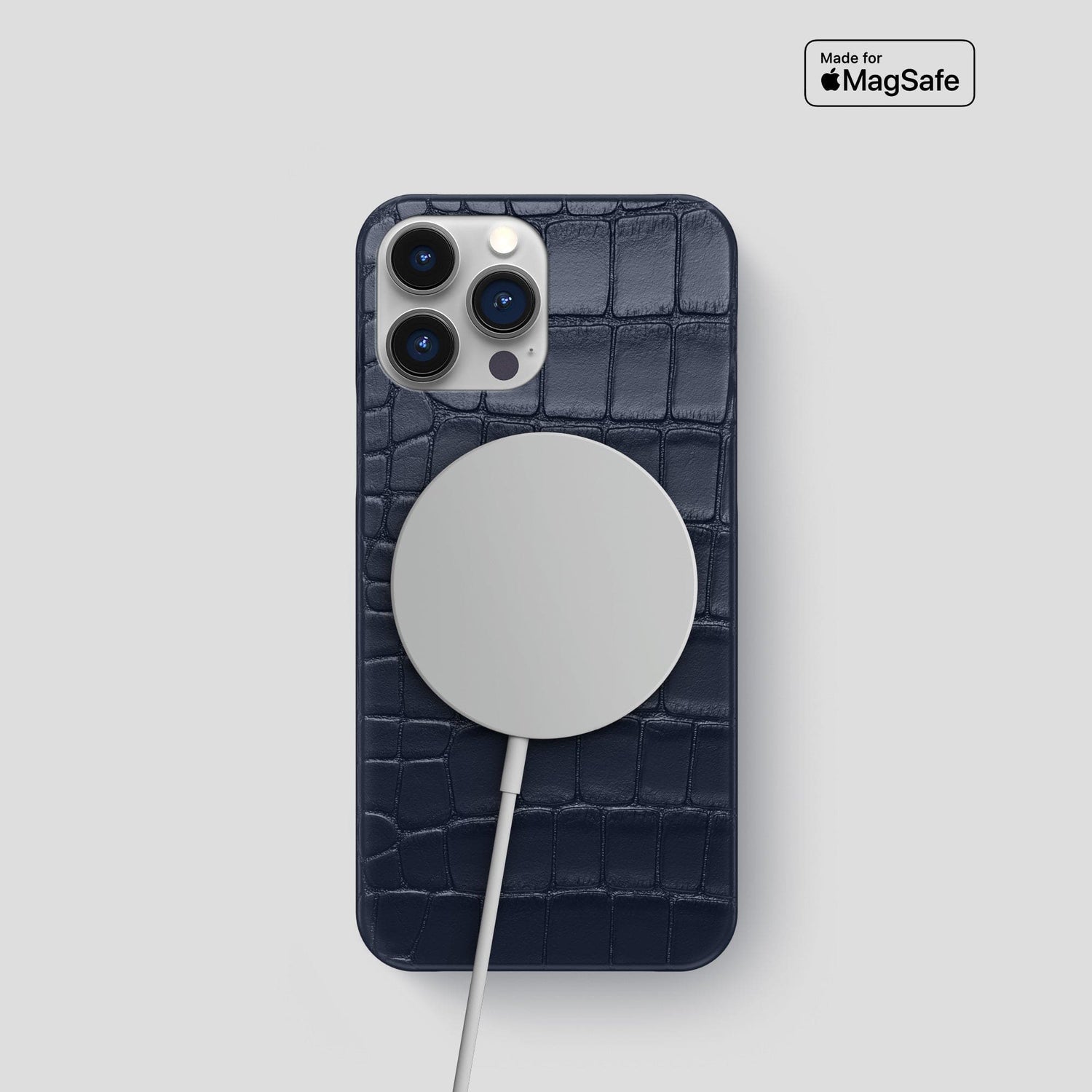 Navy Blue iPhone 15 Pro Slim Case Alligator -5 | Navy-Blue