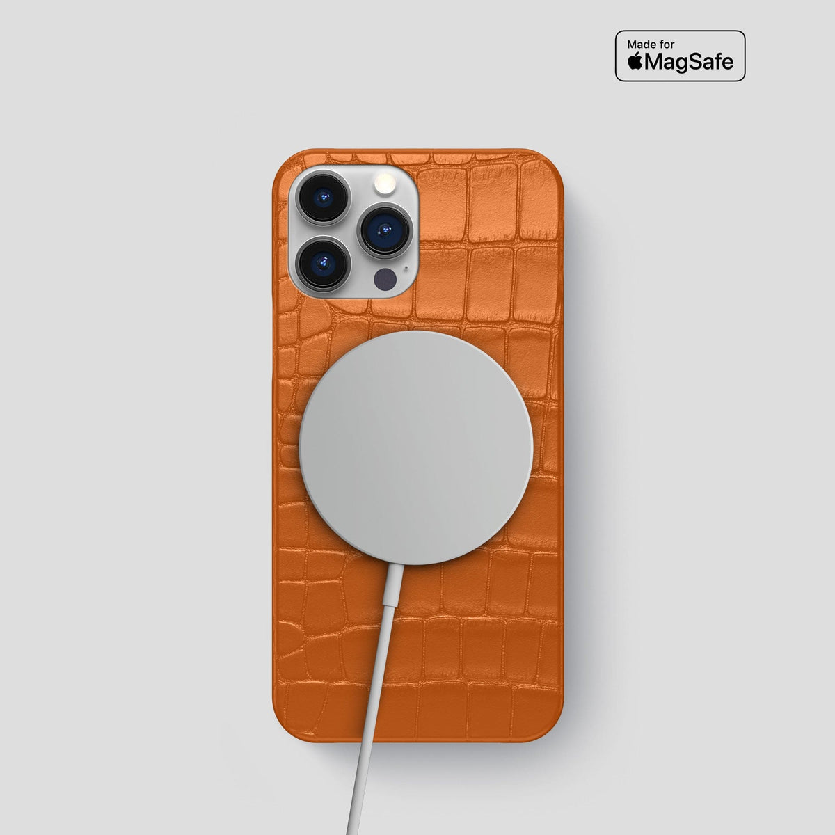 Orange iPhone 15 Pro Slim Case Alligator -5 | Orange