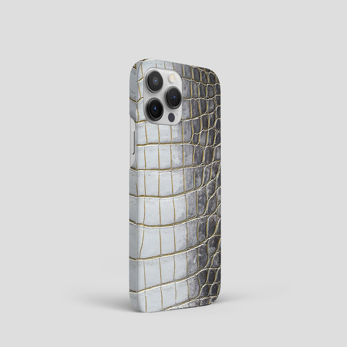 Gold iPhone 15 Pro Slim Case Himalayan Crocodile -2 | Gold