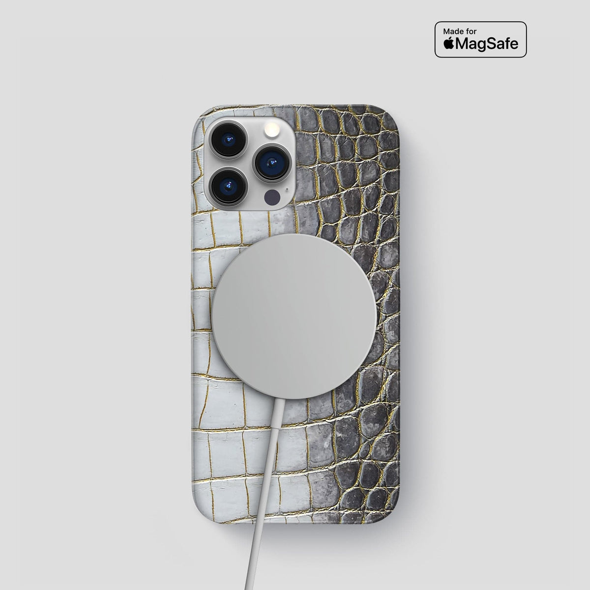 Gold iPhone 15 Pro Slim Case Himalayan Crocodile -5 | Gold