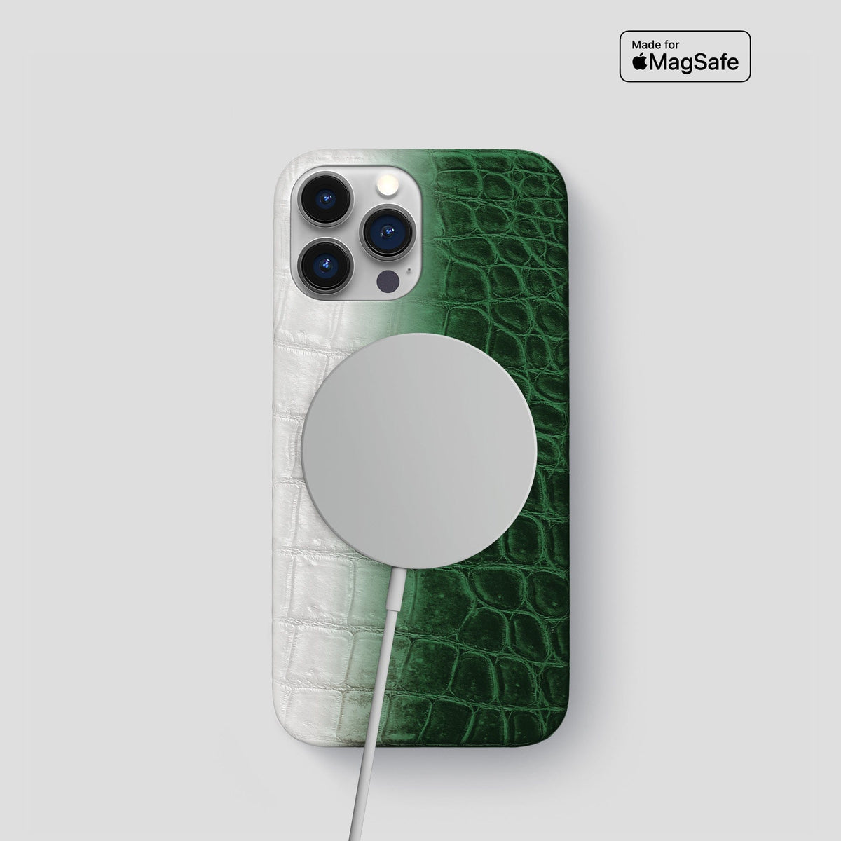 Green iPhone 15 Pro Slim Case Himalayan Crocodile -5 | Green