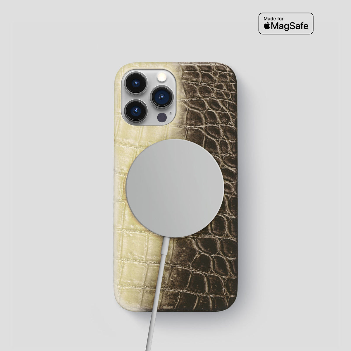 Natural iPhone 15 Pro Slim Case Himalayan Crocodile -5 | Natural