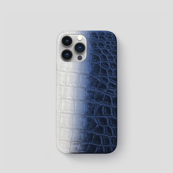Navy Blue iPhone 15 Pro Slim Case Himalayan Crocodile -1 | Navy-Blue