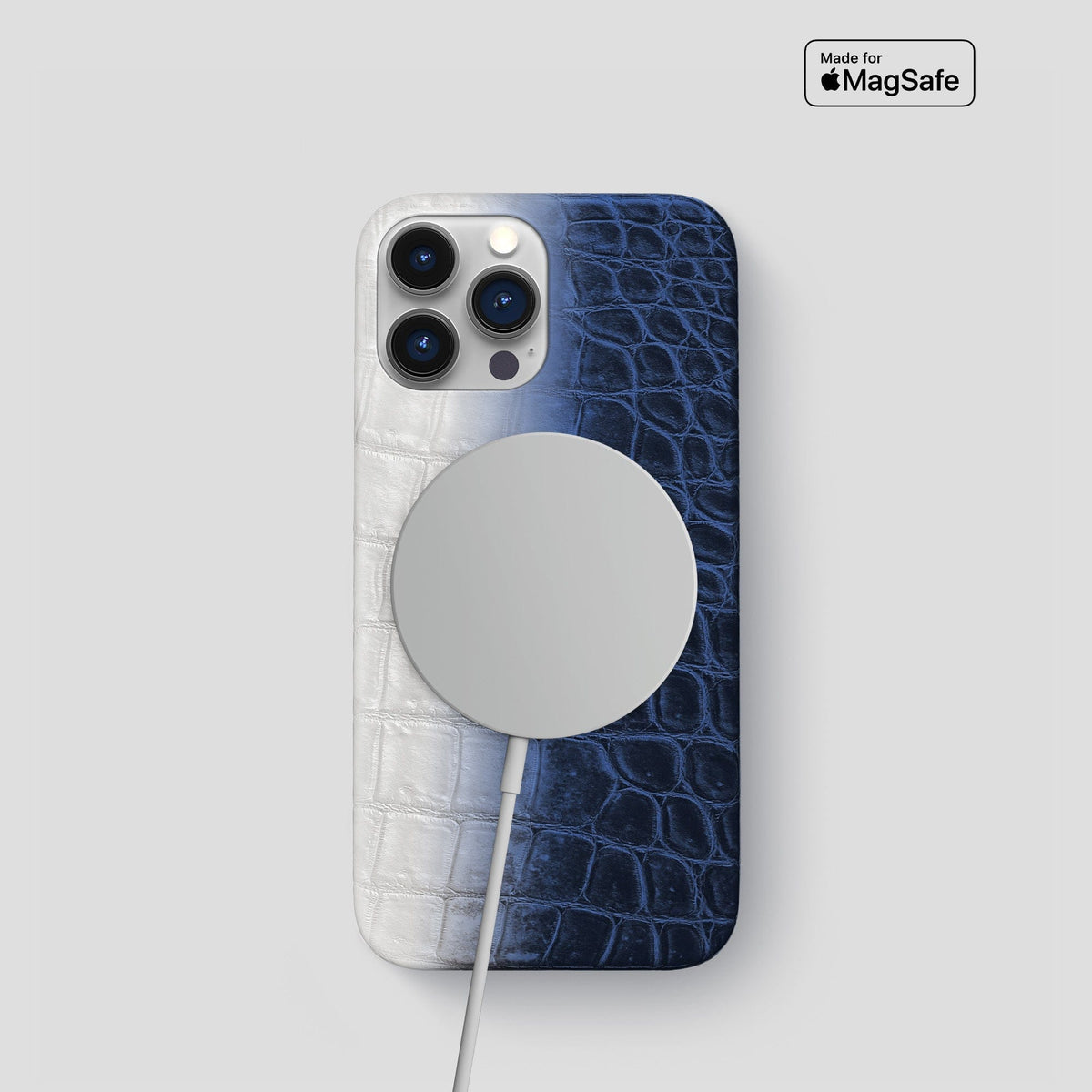 Navy Blue iPhone 15 Pro Slim Case Himalayan Crocodile -5 | Navy-Blue