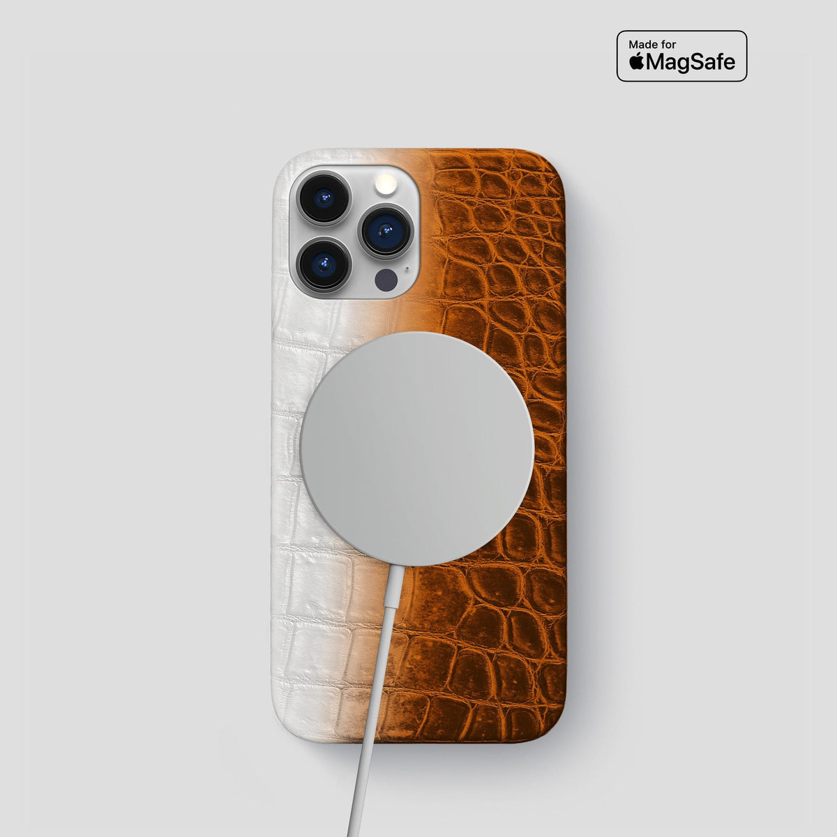 Orange iPhone 15 Pro Slim Case Himalayan Crocodile -5 | Orange