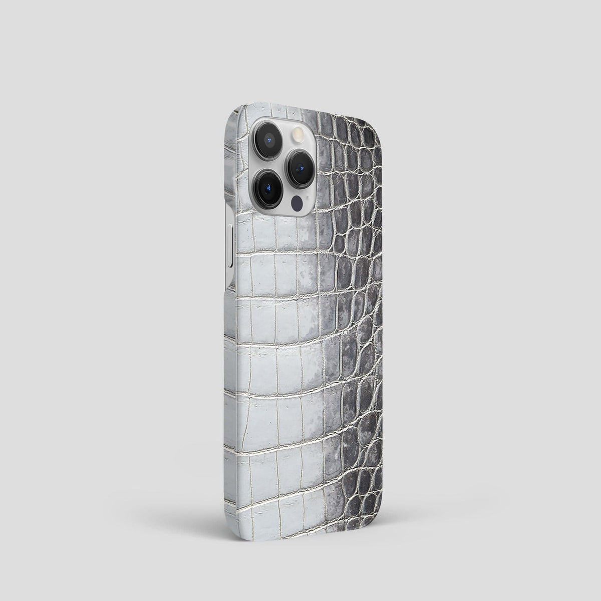 Silver iPhone 15 Pro Slim Case Himalayan Crocodile -2 | Silver