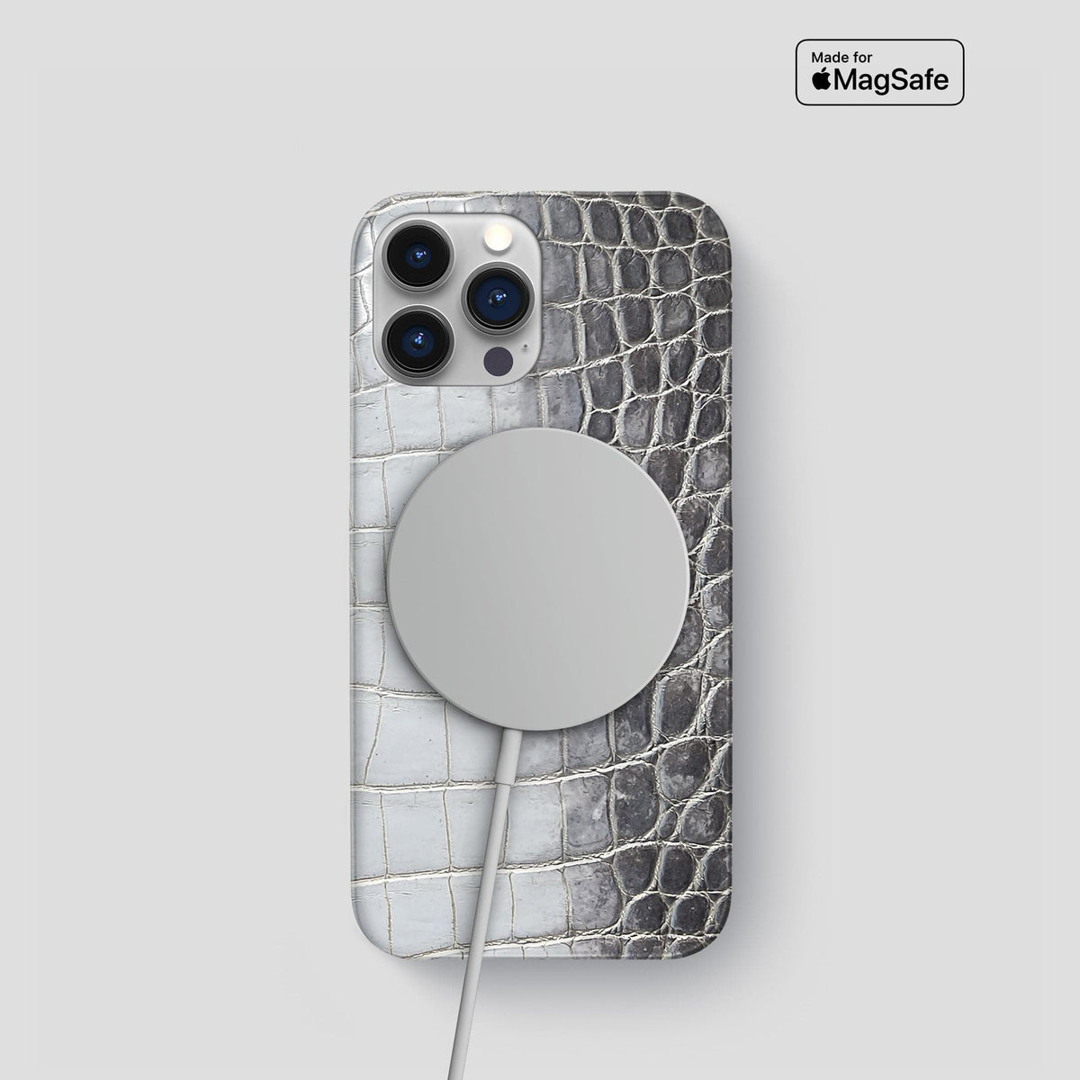 Silver iPhone 15 Pro Slim Case Himalayan Crocodile -5 | Silver