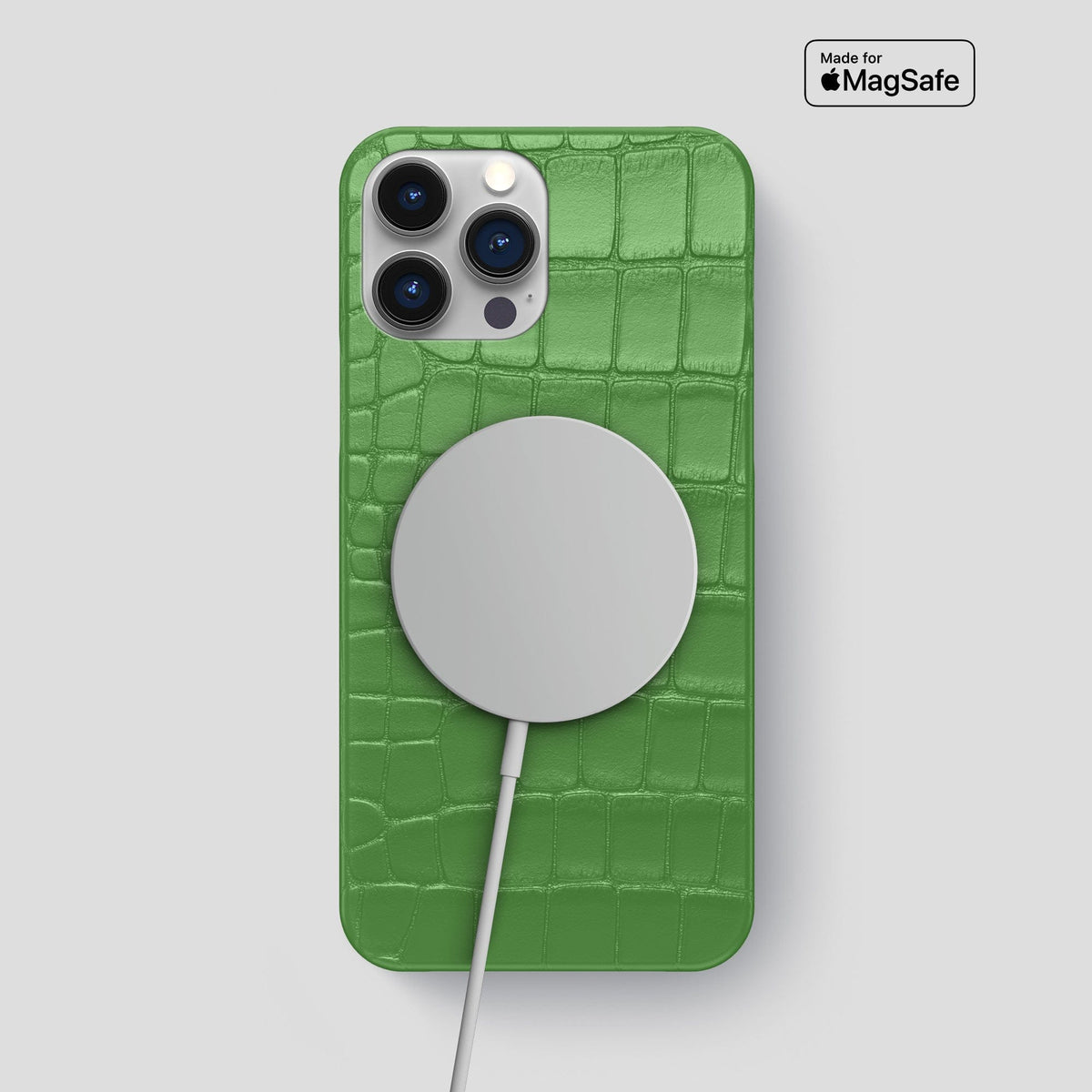 Apple-Green iPhone 15 Pro Max Slim Case Alligator -5 | Apple-Green