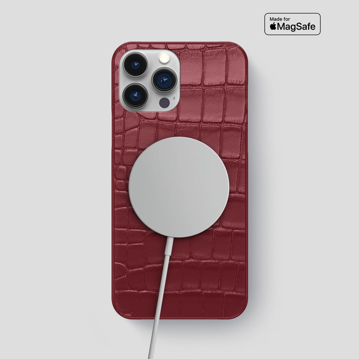 Burgundy iPhone 15 Pro Max Slim Case Alligator -5 | Burgundy