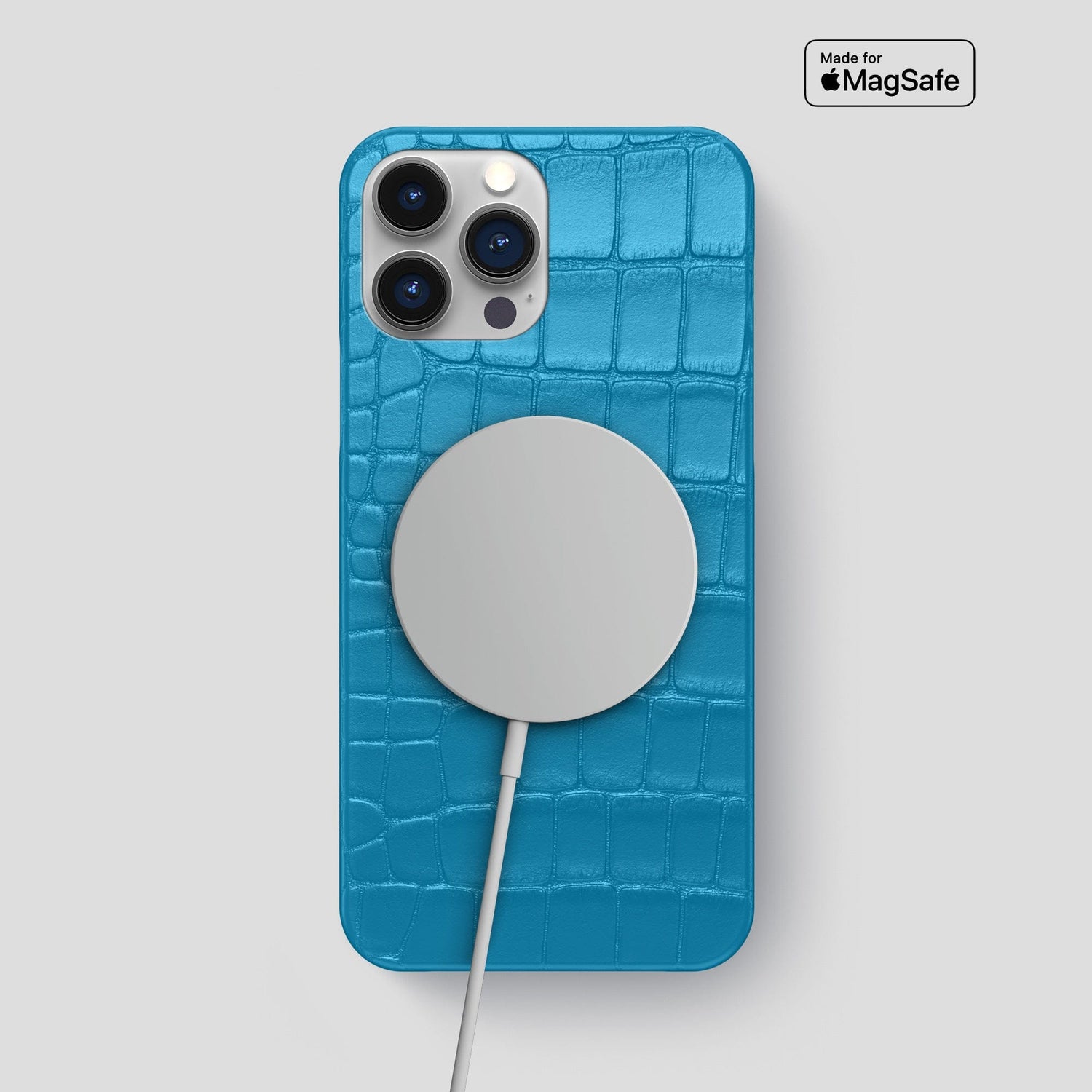 Curaçao-Blue iPhone 15 Pro Max Slim Case Alligator -5 | Curaçao-Blue