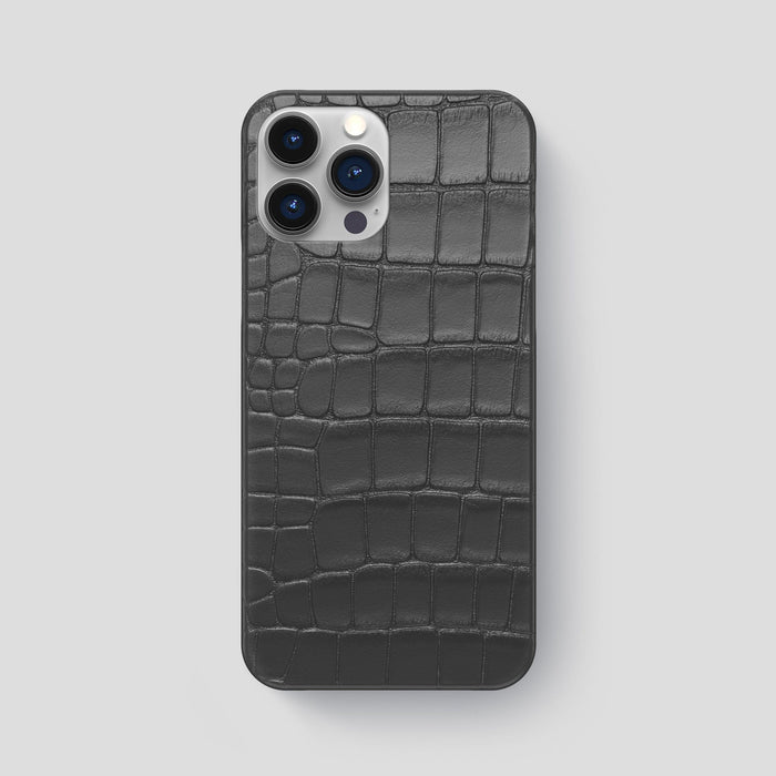 Grey iPhone 15 Pro Max Slim Case Alligator -1 | Grey