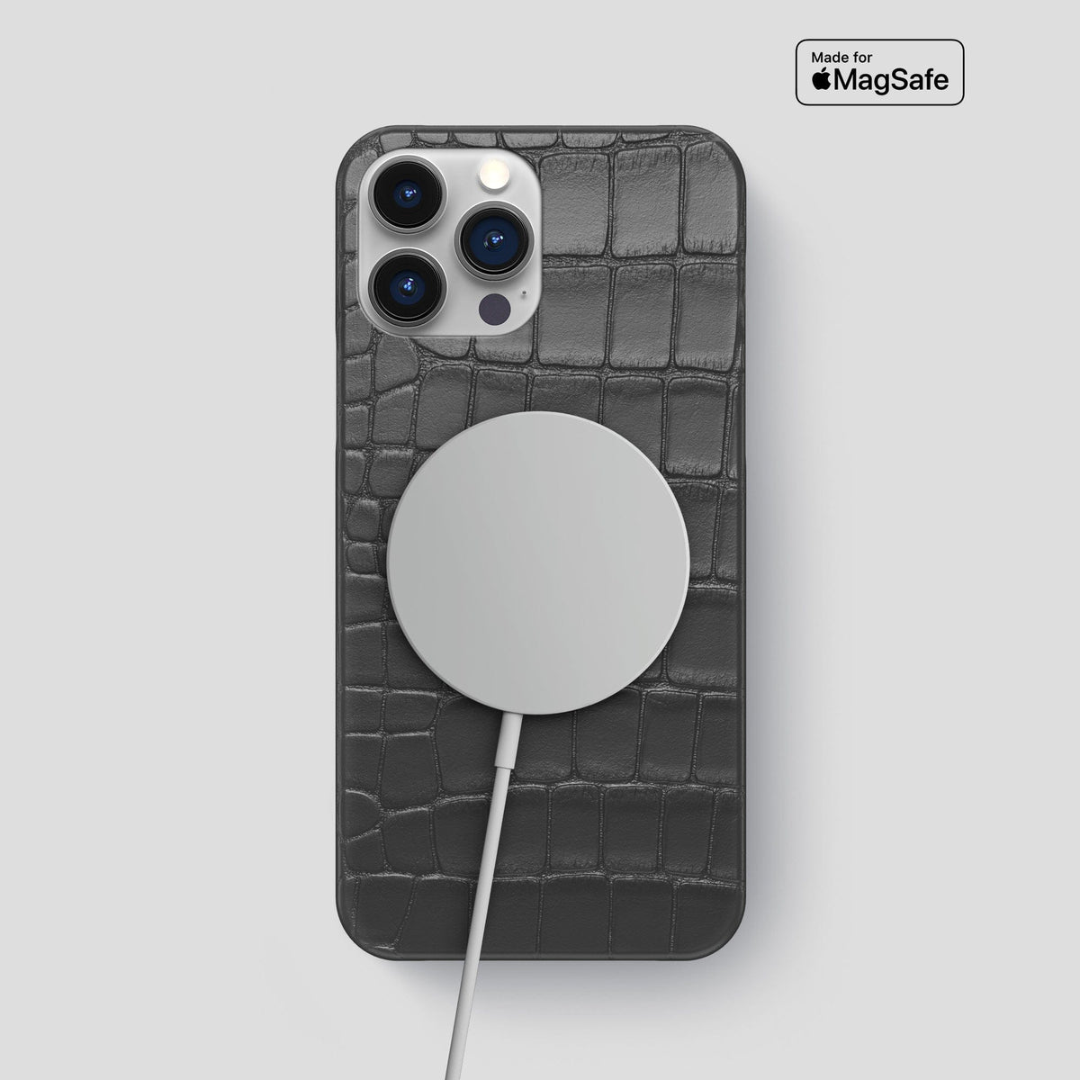 Grey iPhone 15 Pro Max Slim Case Alligator -5 | Grey