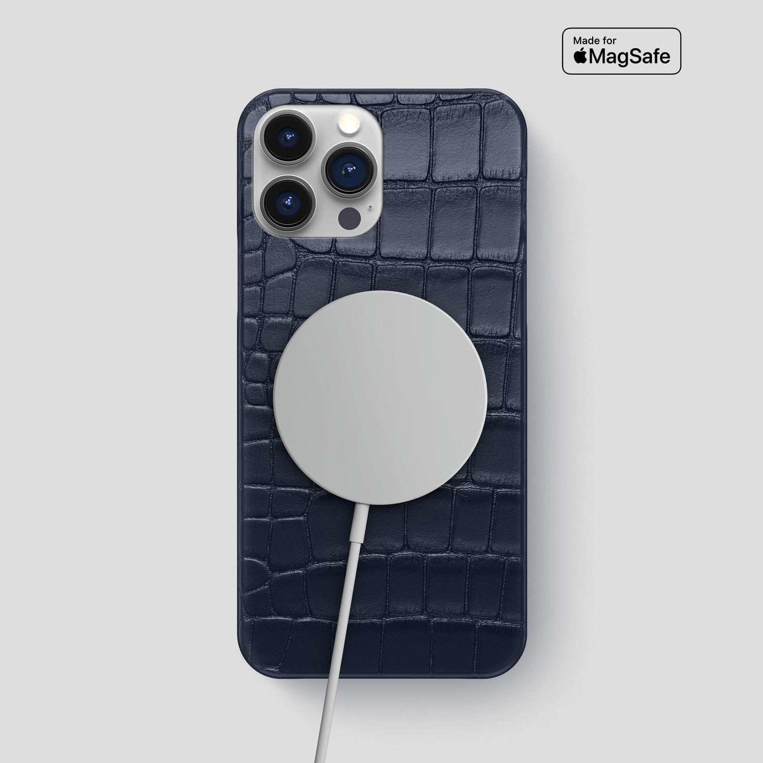 Navy Blue iPhone 15 Pro Max Slim Case Alligator -5 | Navy-Blue