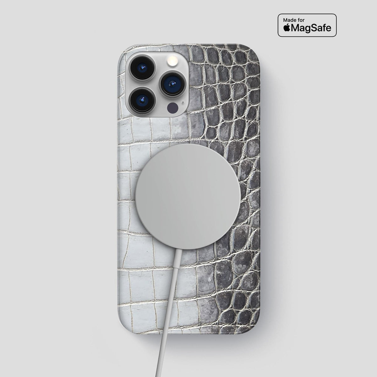 Silver iPhone 15 Pro Max Slim Case Himalayan Crocodile -5 | Silver
