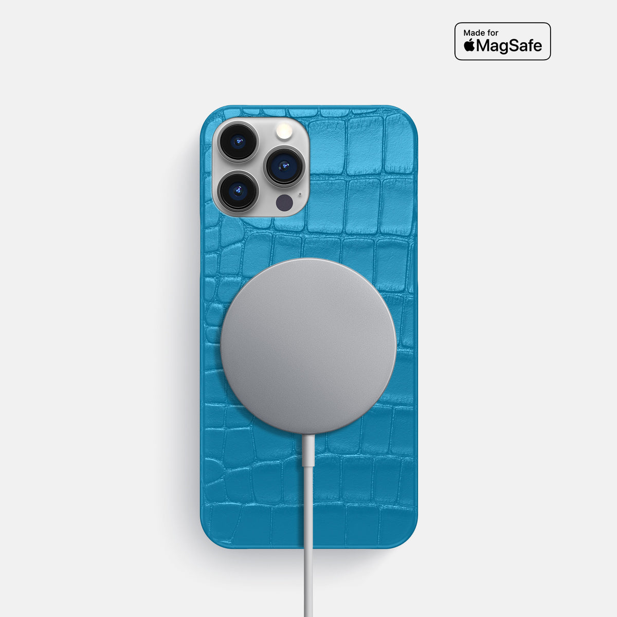 Curaçao-Blue iPhone 16 Pro Slim Case Alligator -5 | Curaçao-Blue