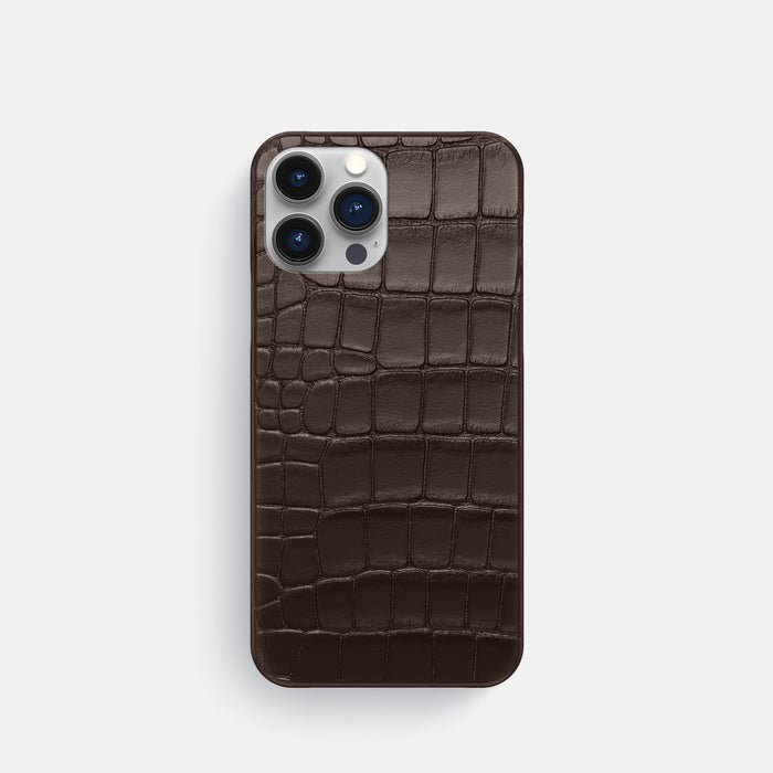 Dark Brown iPhone 16 Pro Slim Case Alligator -1 | Dark-Brown
