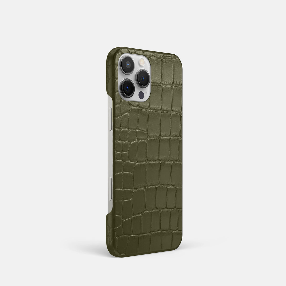 Kaki-Green iPhone 16 Pro Slim Case Alligator -2 | Kaki-Green