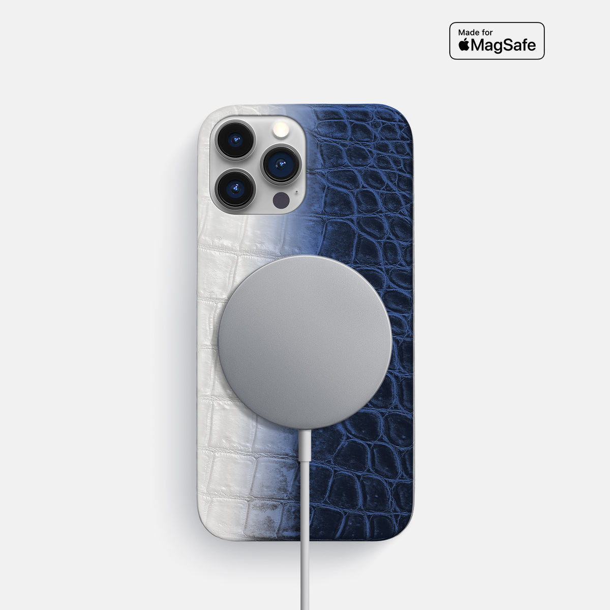 Navy Blue iPhone 16 Pro Slim Case Himalayan Crocodile -5 | Navy-Blue