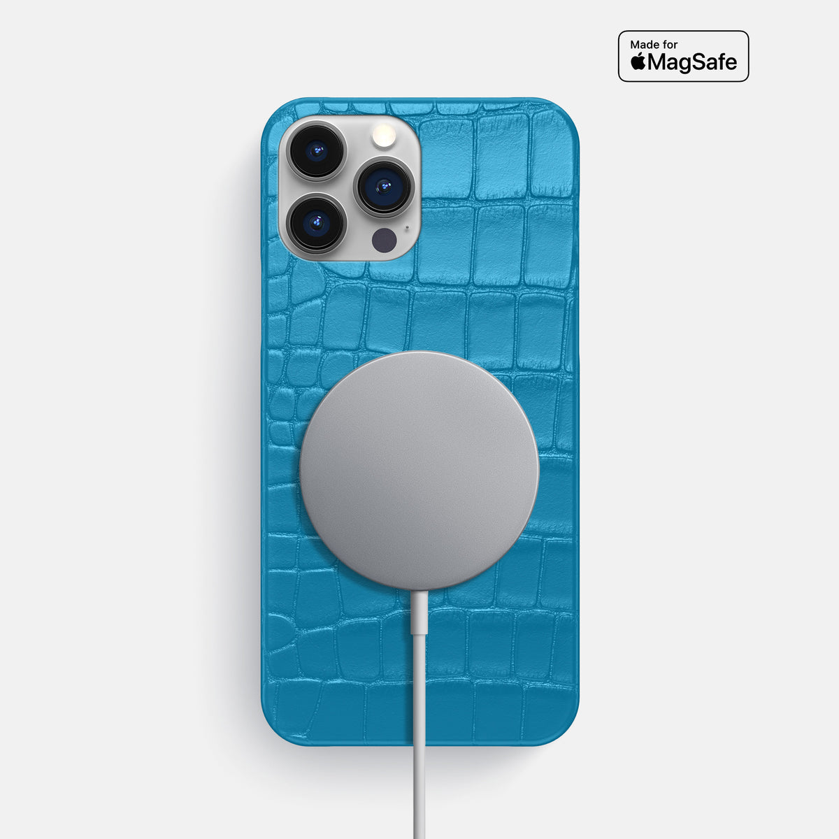 Curaçao-Blue iPhone 16 Pro Max Slim Case Alligator -5 | Curaçao-Blue