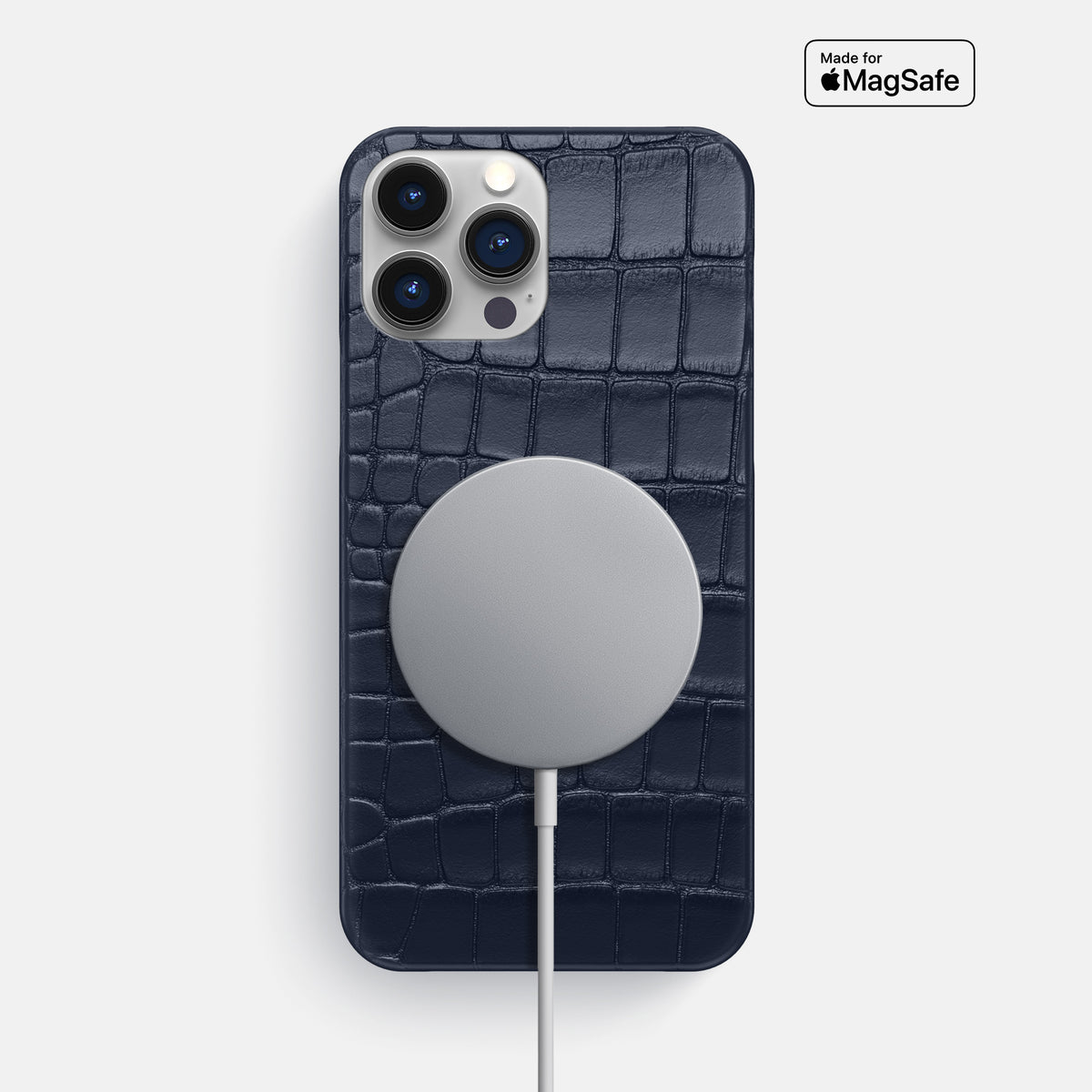 Navy Blue iPhone 16 Pro Max Slim Case Alligator -5 | Navy-Blue