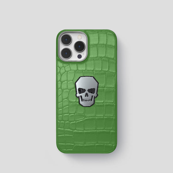 Classic Case With Titanium Skull For iPhone 15 Pro In Alligator