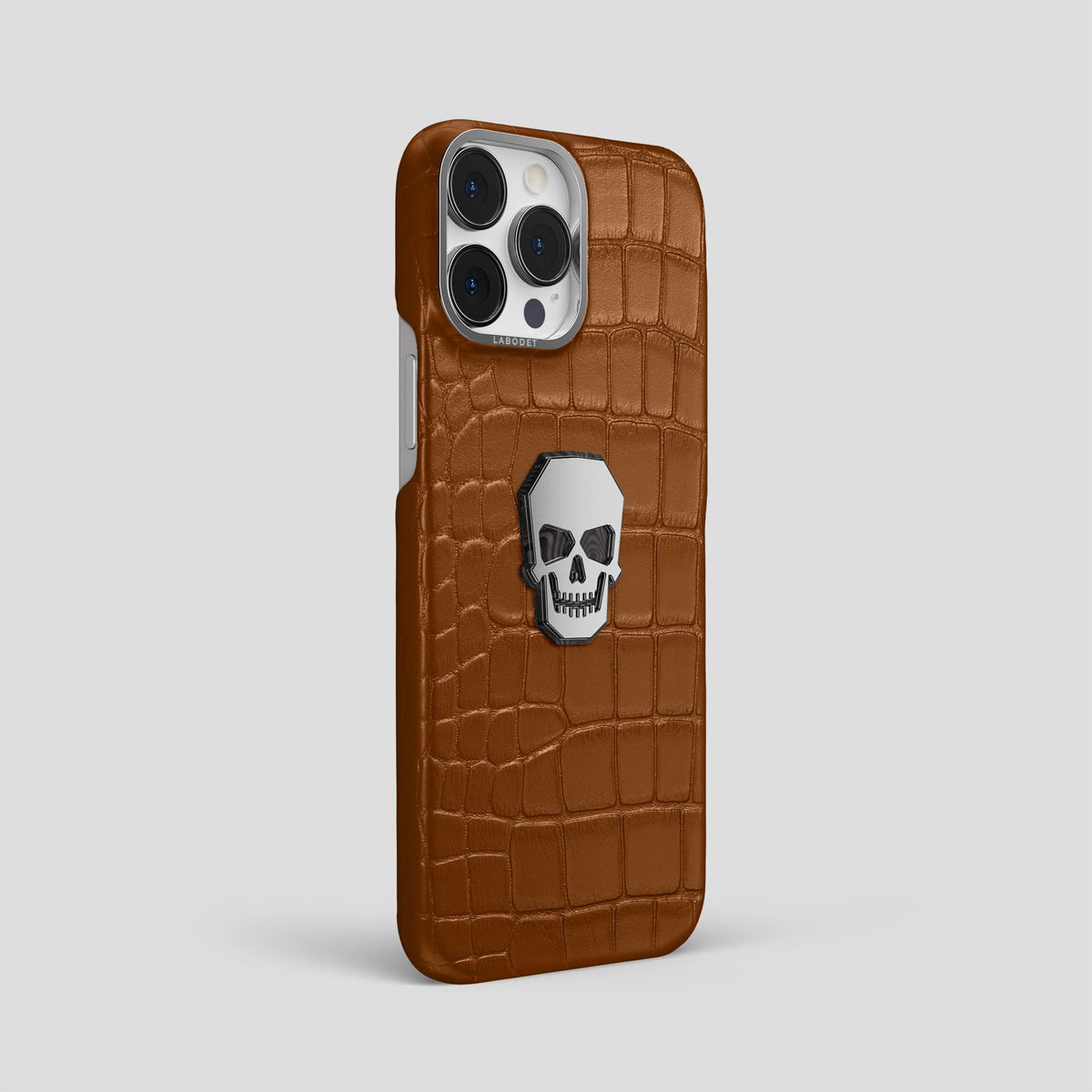 Honey iPhone 15 Pro Max Classic Case With Titanium Skull Alligator with Steel Metal -2 | Honey-Steel