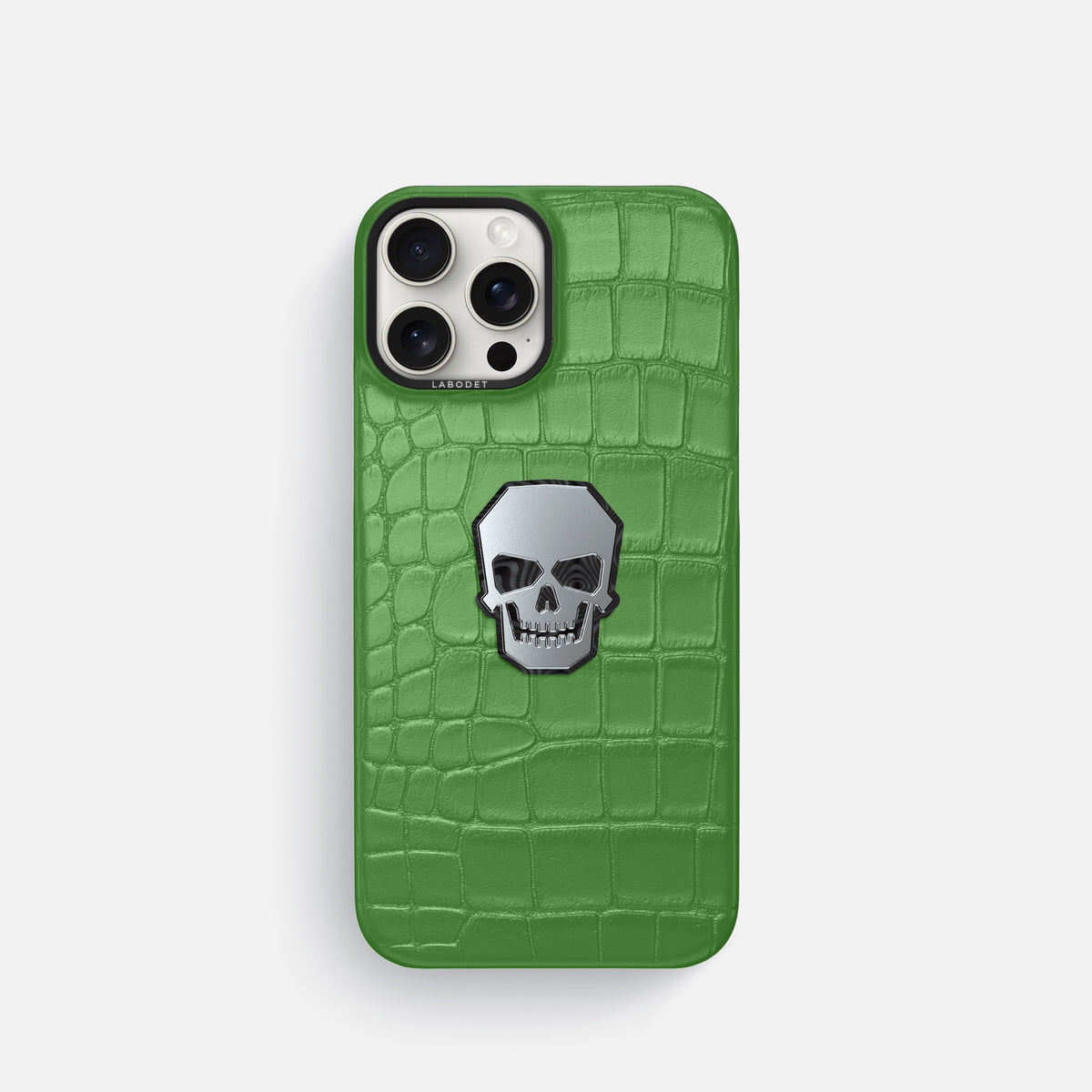 Apple-Green iPhone 16 Pro Classic Case Alligator with Black Metal -1 | Apple-Green-Black