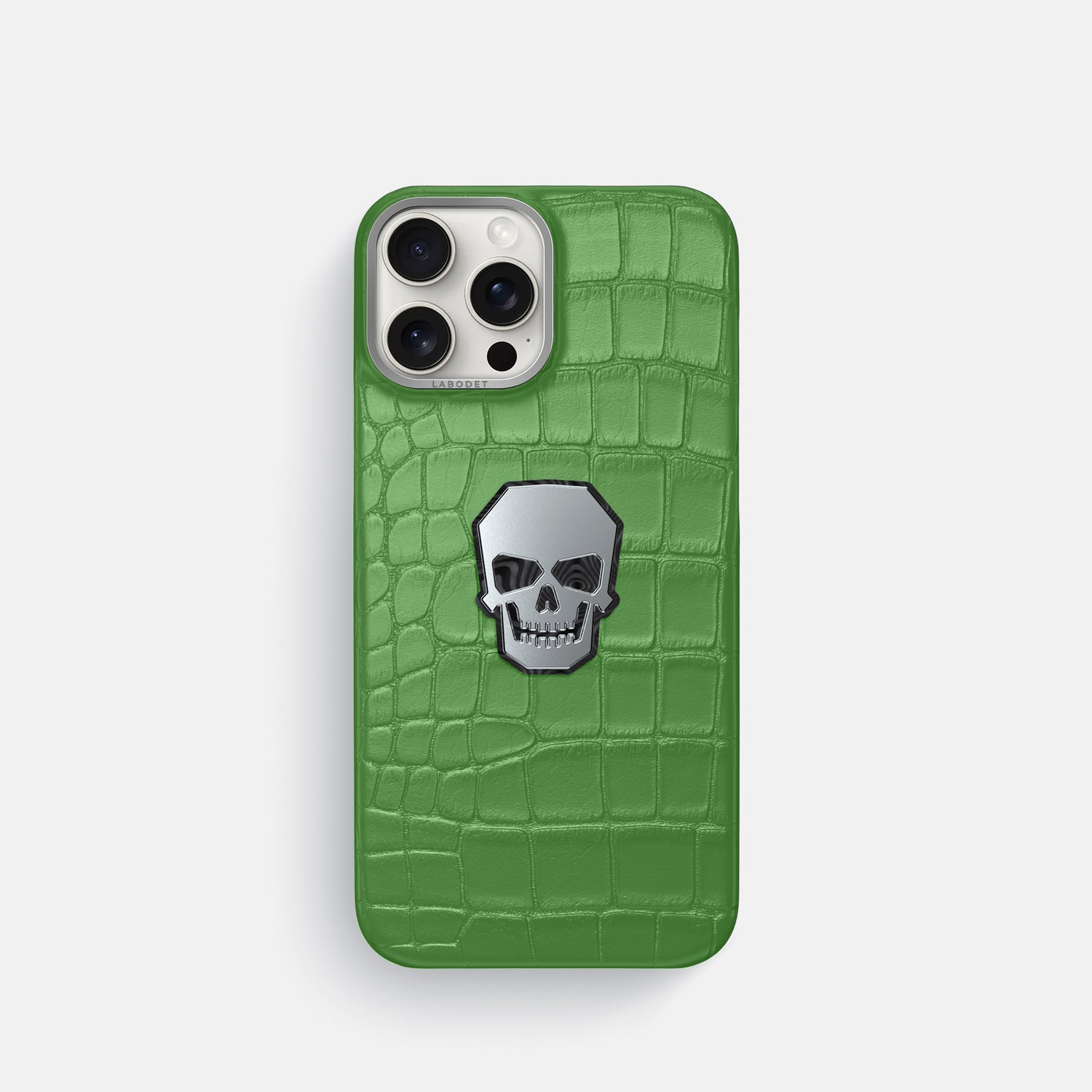 Apple-Green iPhone 16 Pro Classic Case Alligator with Steel Metal -1 | Apple-Green-Steel