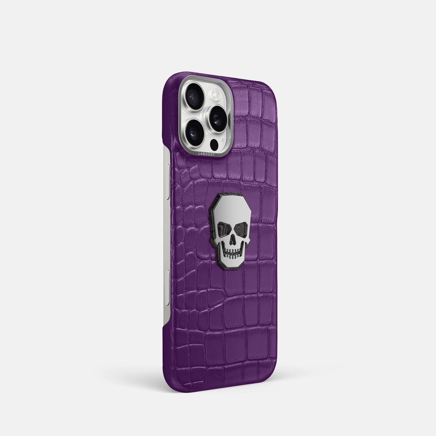 Purple iPhone 16 Pro Classic Case Alligator with Steel Metal -2 | Purple-Steel