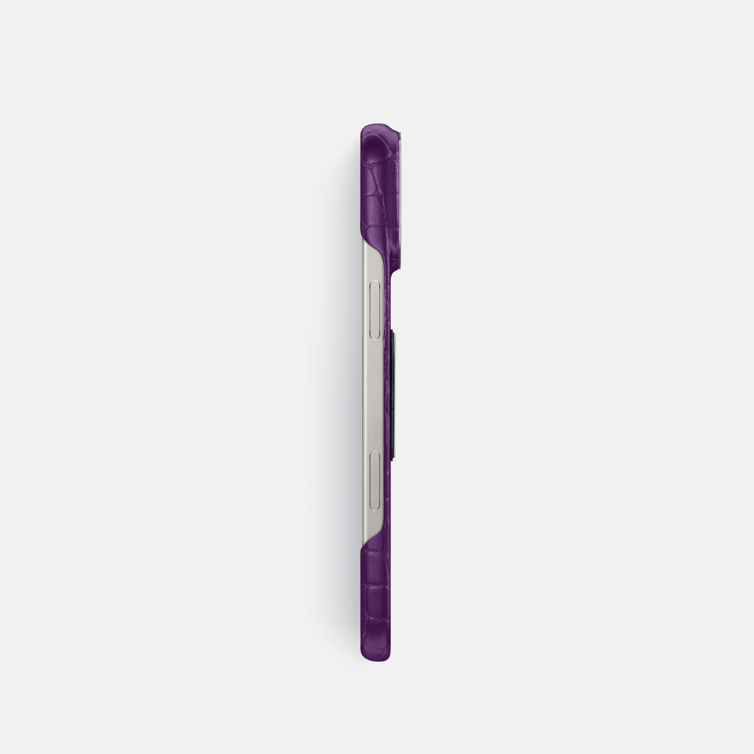 Purple iPhone 16 Pro Classic Case Alligator with Steel Metal -3 | Purple-Steel
