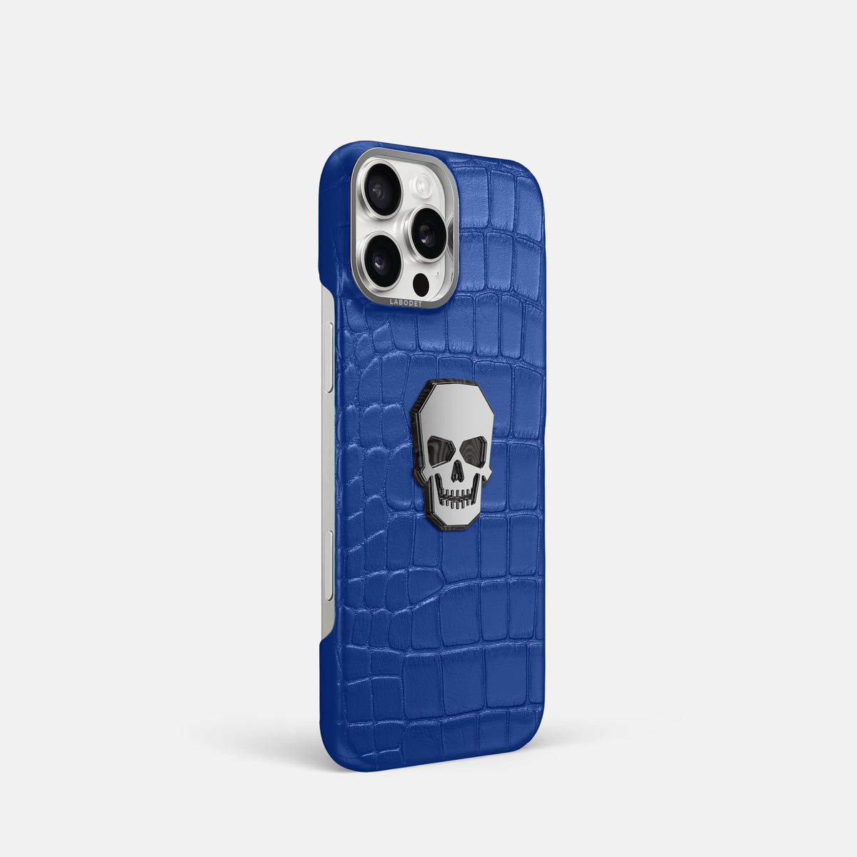 Royal Blue iPhone 16 Pro Classic Case Alligator with Steel Metal -2 | Royal-Blue-Steel