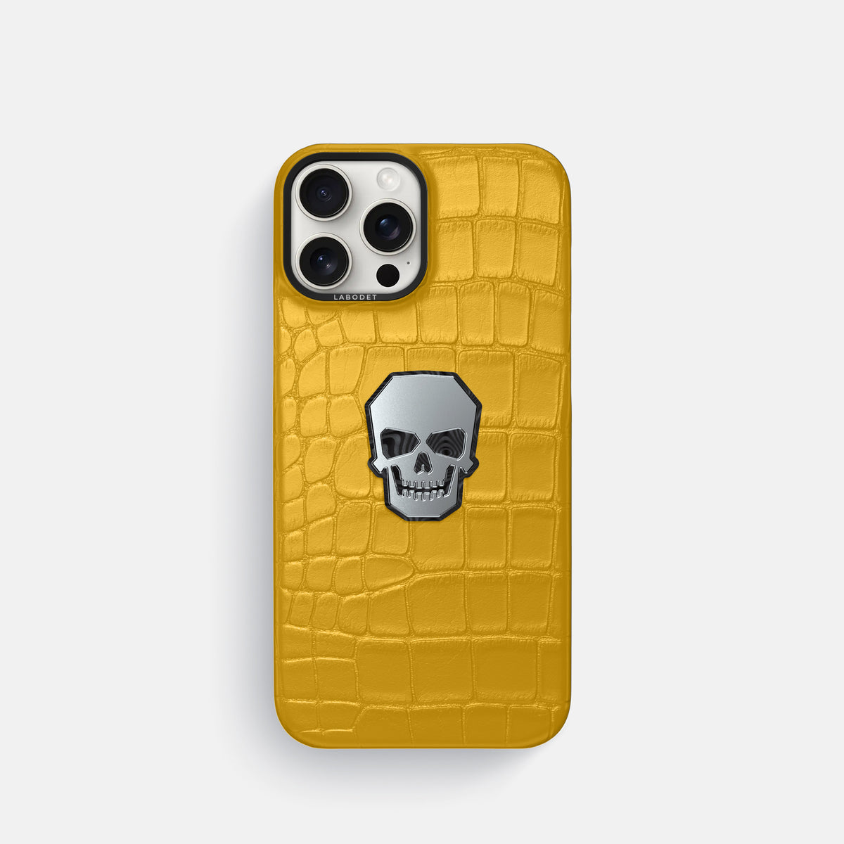 Yellow iPhone 16 Pro Classic Case Alligator with Black Metal -1 | Yellow-Black