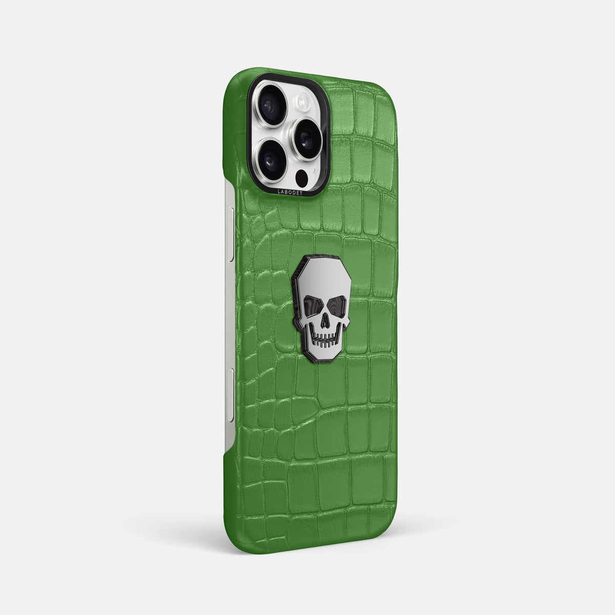 Apple-Green iPhone 16 Pro Max Classic Case Alligator with Black Metal -2 | Apple-Green-Black