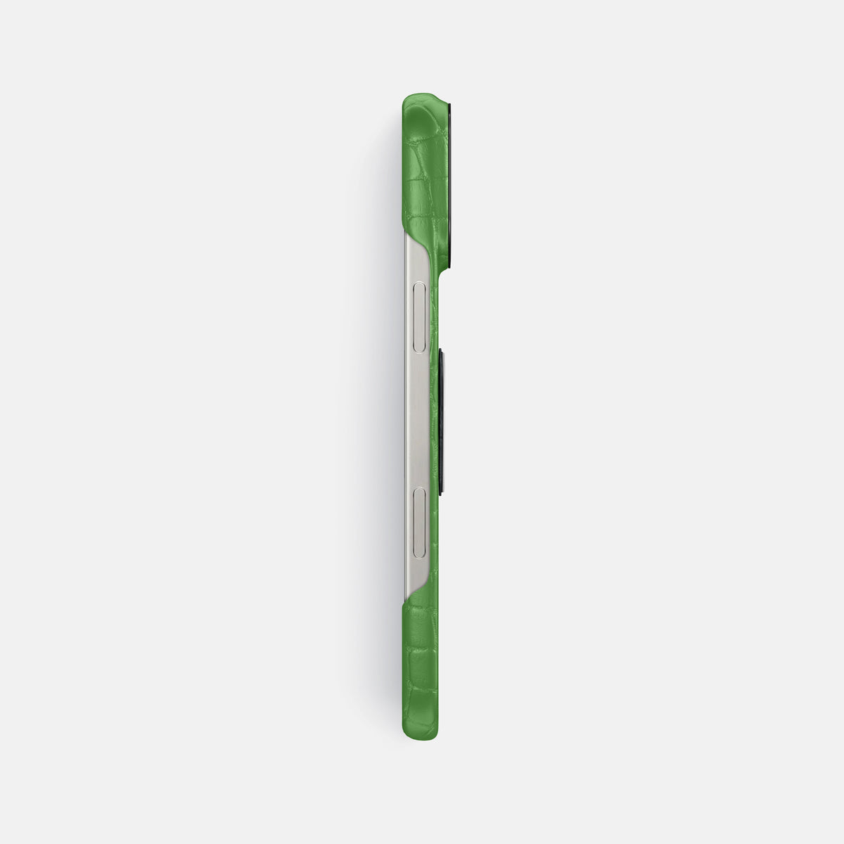 Apple-Green iPhone 16 Pro Max Classic Case Alligator with Black Metal -3 | Apple-Green-Black