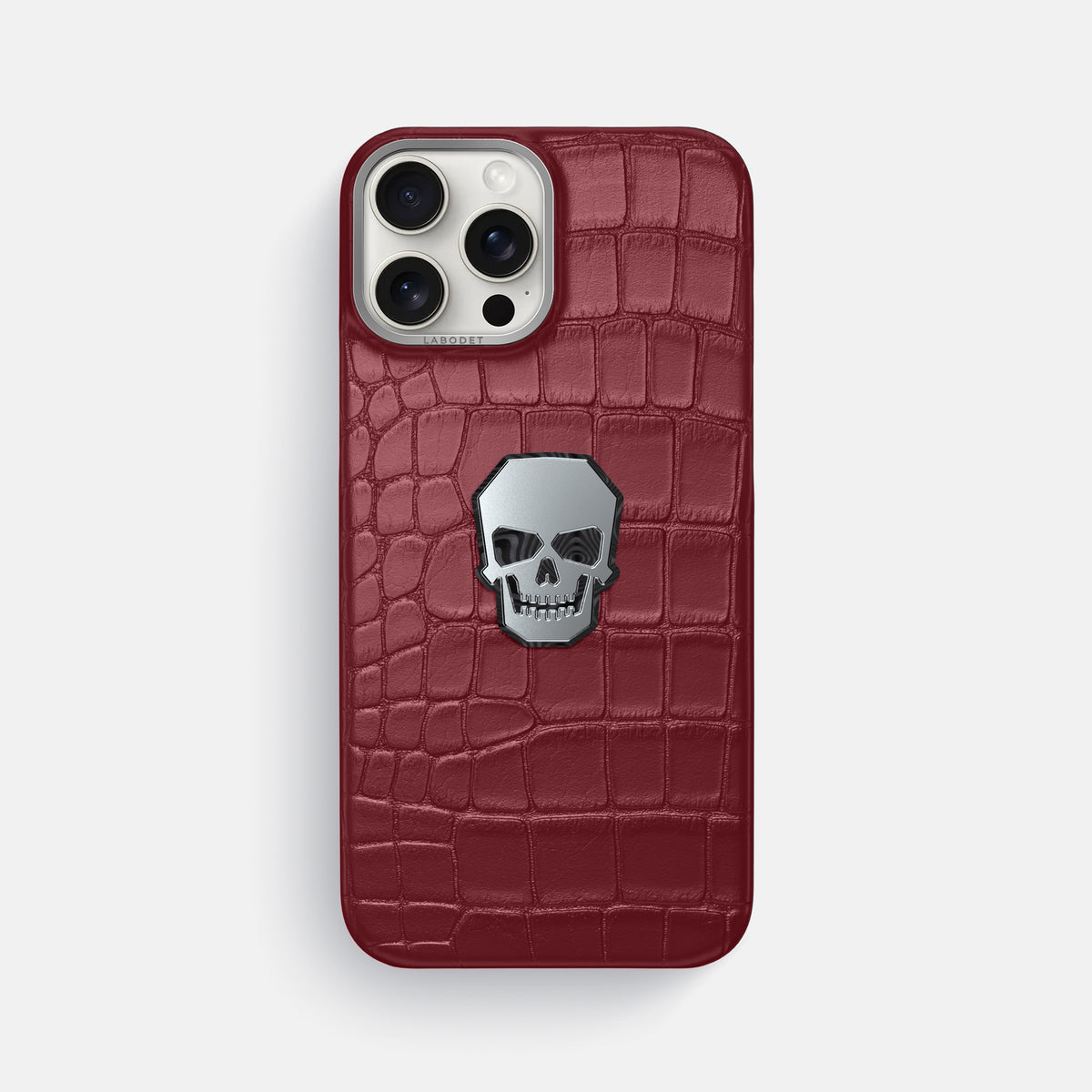 Burgundy iPhone 16 Pro Max Classic Case Alligator with Steel Metal -1 | Burgundy-Steel