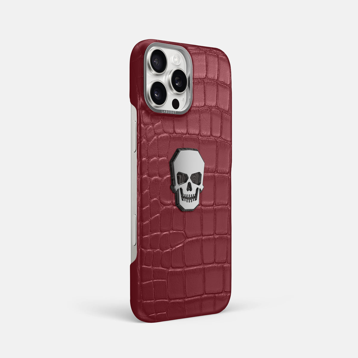 Burgundy iPhone 16 Pro Max Classic Case Alligator with Steel Metal -2 | Burgundy-Steel